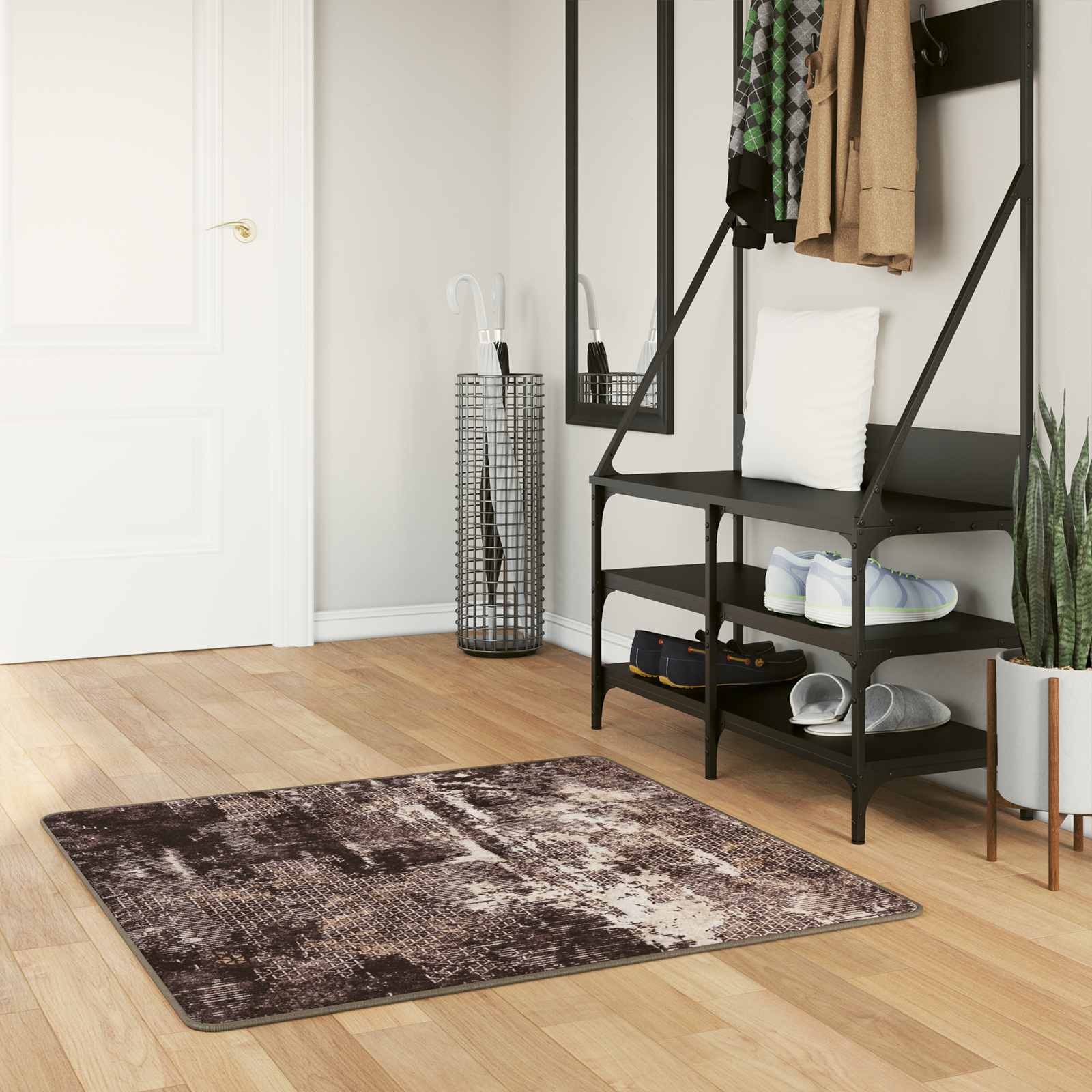 vidaXL Covor Runner MARSA Negru 100 x 100 cm Poliester și PVC