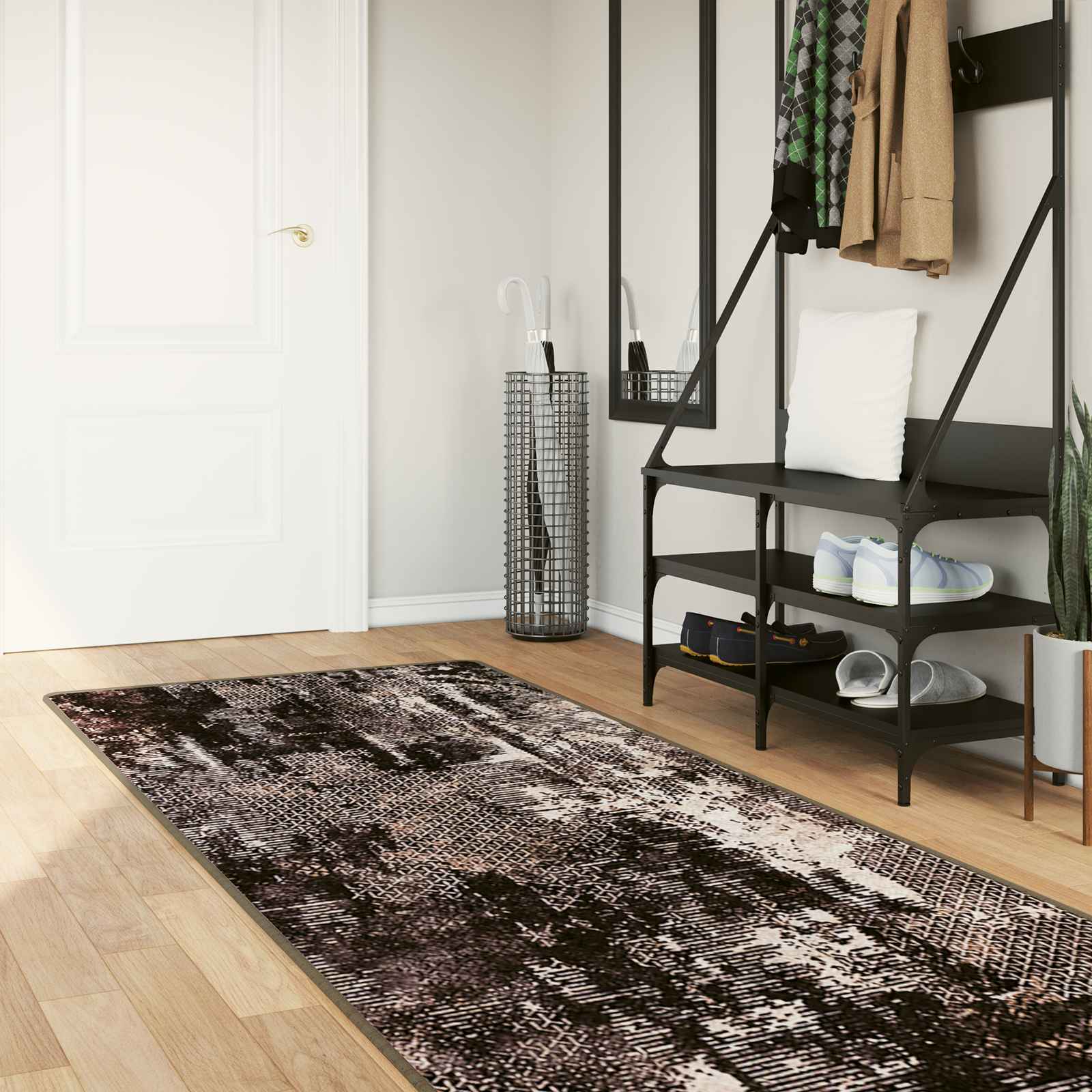 vidaXL Covor Runner MARSA Negru 100 x 350 cm Poliester și PVC