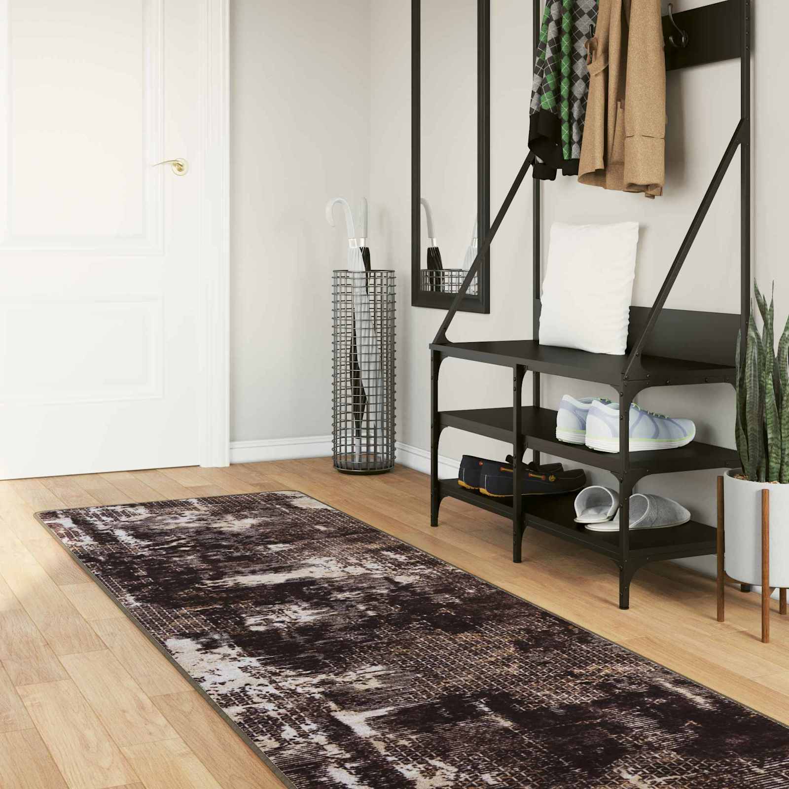 vidaXL Covor Runner MARSA Negru 100 x 400 cm Poliester și PVC