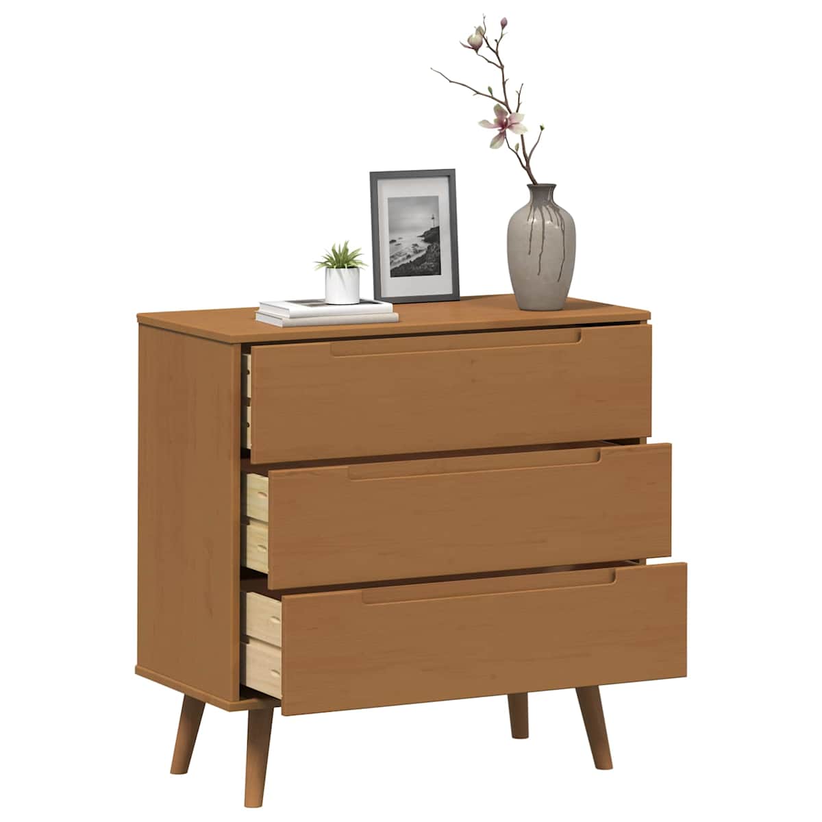 Skuffeskab MOLDE 80 x 40 x 80 cm Massivt fyrretræ - Billede 3