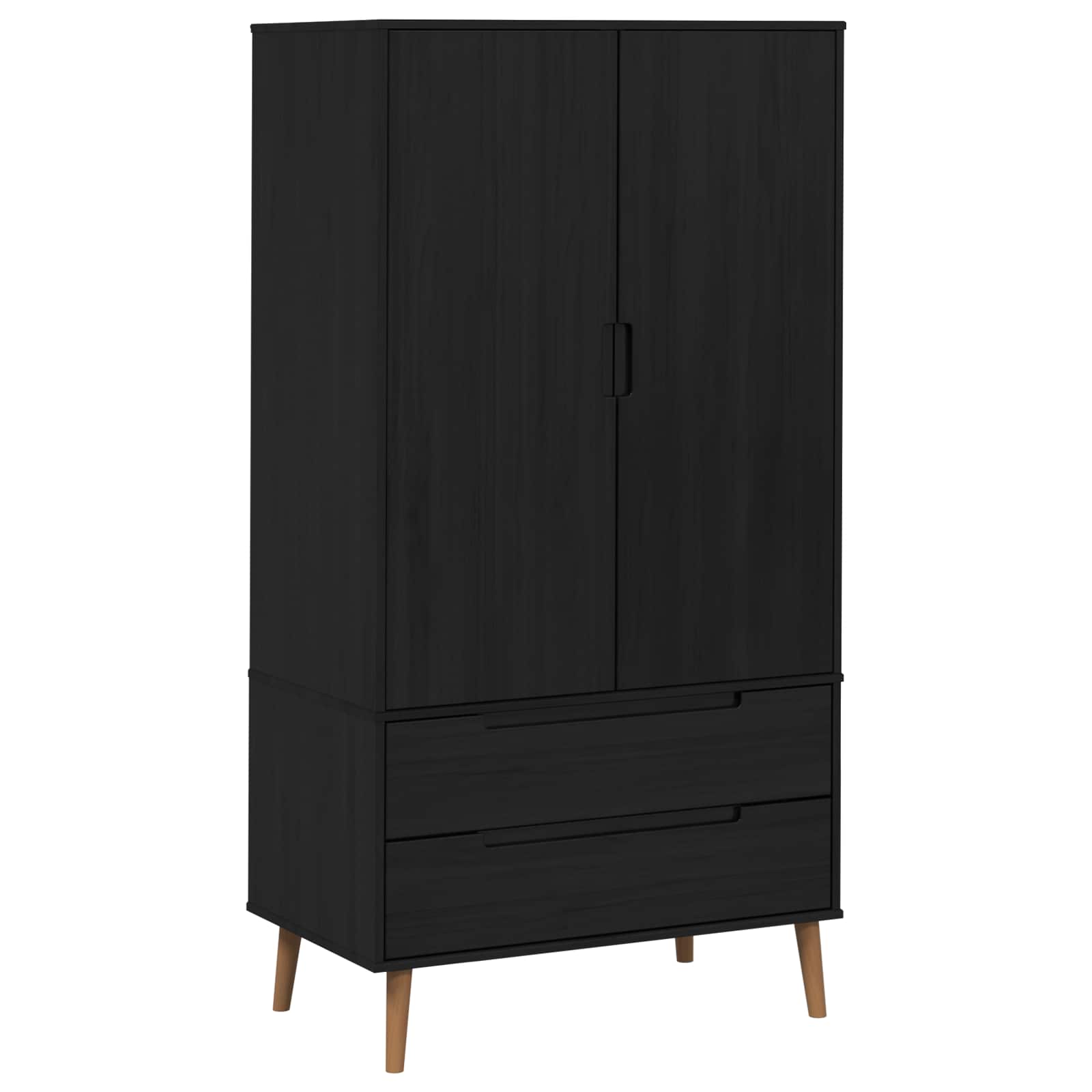 Kledingkast MOLDE Zwart 90 x 55 x 175 cm Massief grenenhout image 2