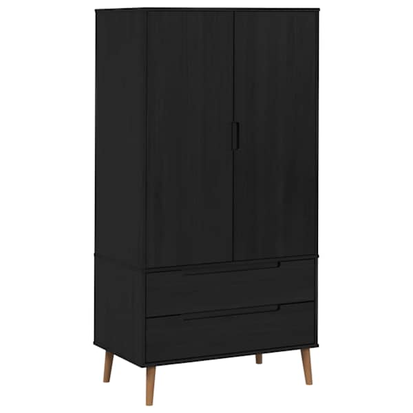 vidaXL Garderoobikapp MOLDE Must 90 x 55 x 175 cm Toekas m&auml;nnipuit