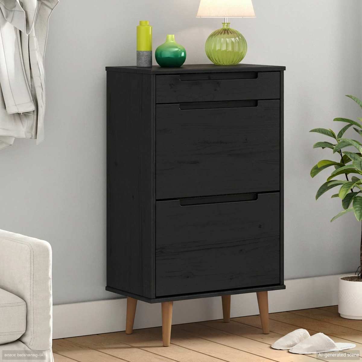 Sko skab MOLDE 59,5 x 35 x 103 cm Massivt fyrretræ