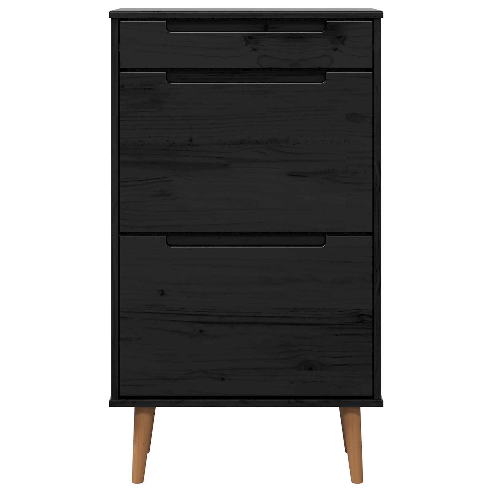Schoenenkast MOLDE 59,5 x 35 x 103 cm Massief grenenhout Zwart image 6
