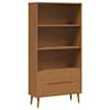 vidaXL Raamatukapp MOLDE 85 x 35 x 170,5 cm Toekas m&auml;nnipuit Karamell
