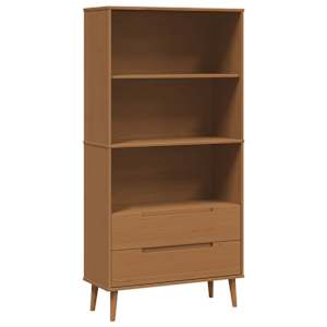 vidaXL Raamatukapp MOLDE 85 x 35 x 170,5 cm Toekas m&auml;nnipuit Karamell