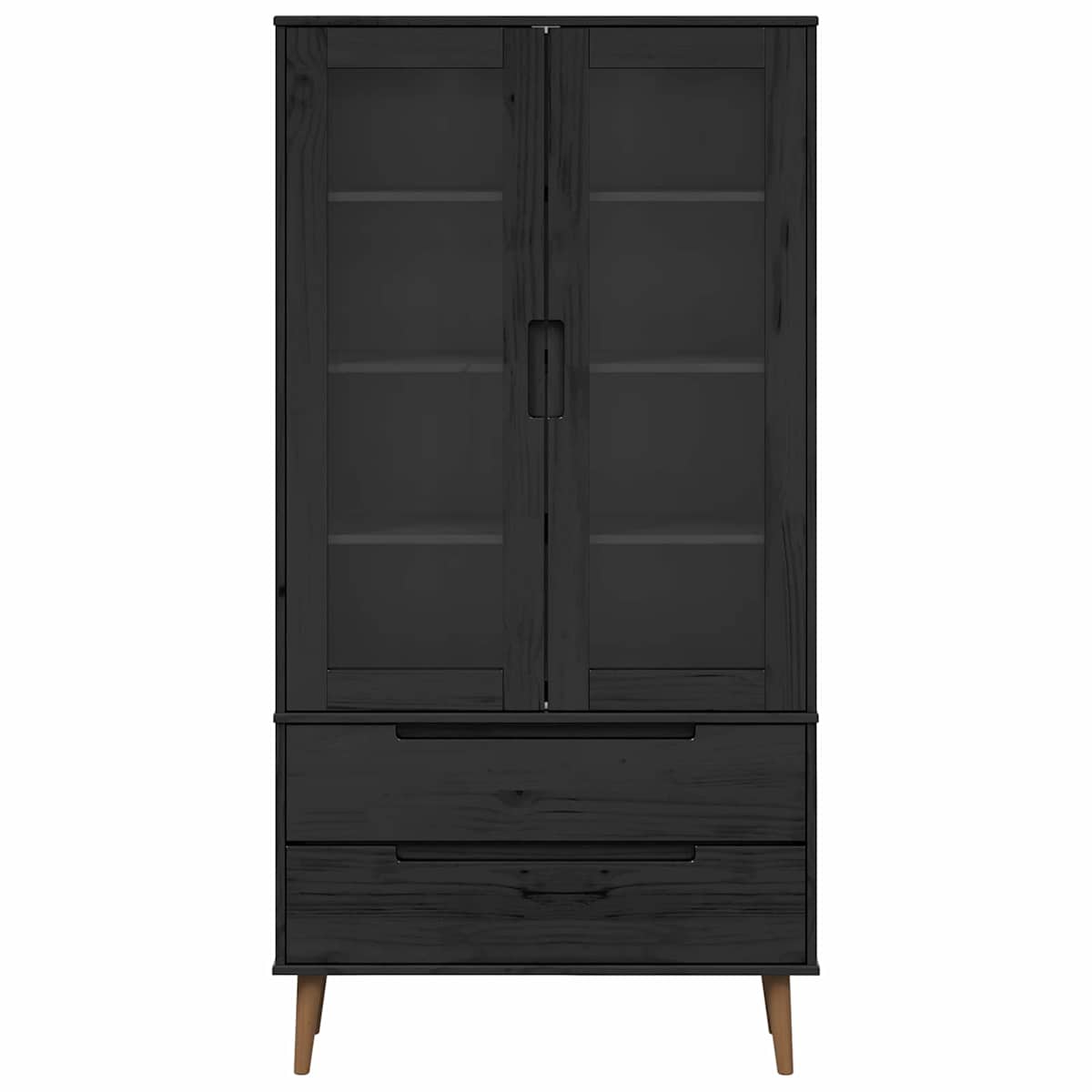 Glas Vitrine Skab MOLDE 90 x 35 x 175 cm Massivt fyrretræ - Billede 4
