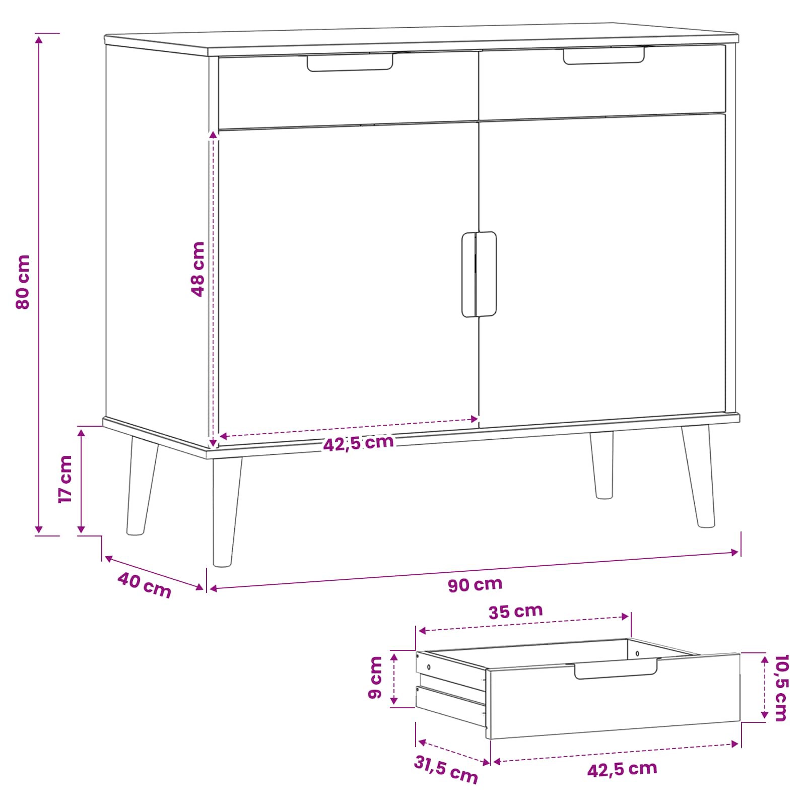 Sideboard MOLDE size guide