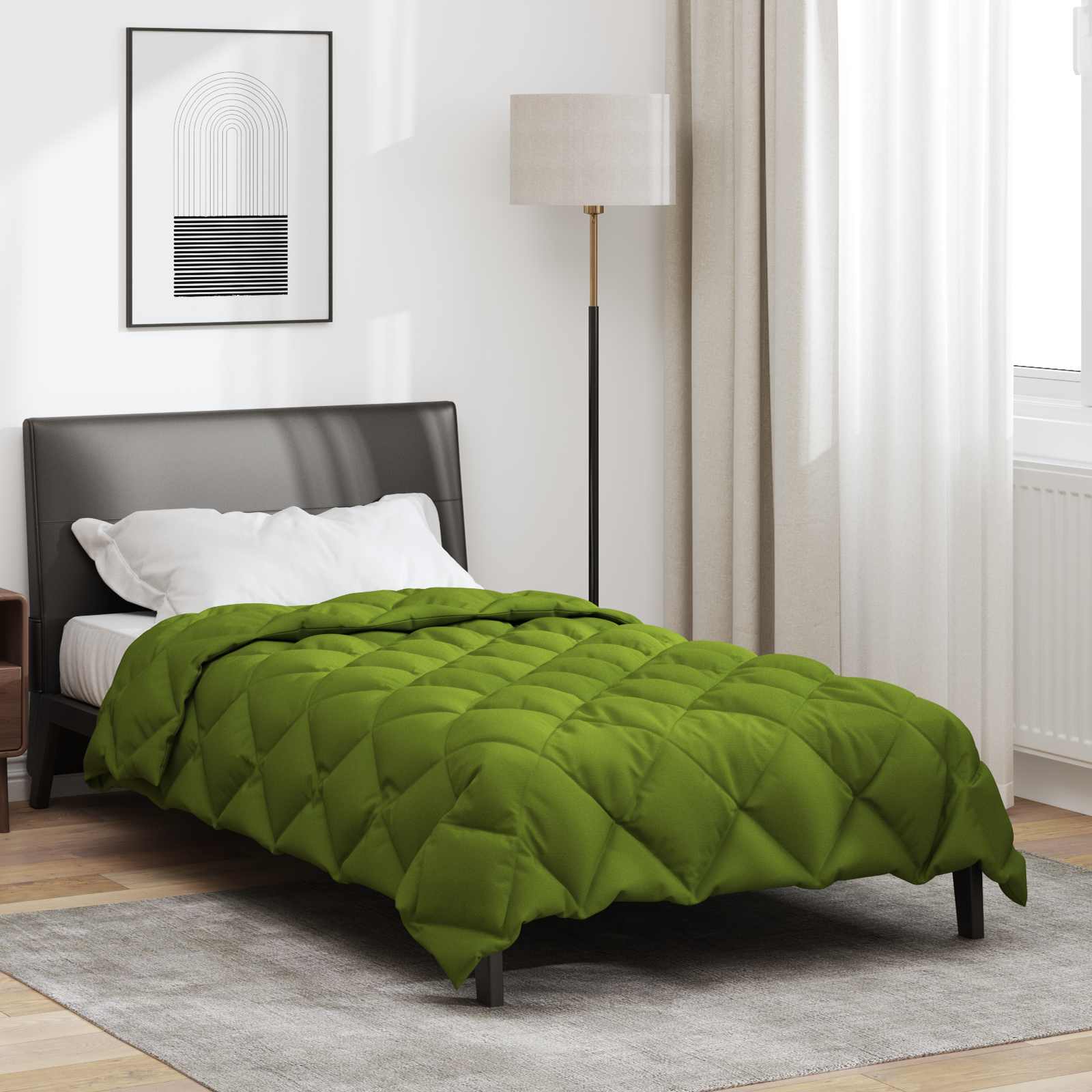 vidaXL Duvet de iarnă Verde 155 x 220 cm Microfibră
