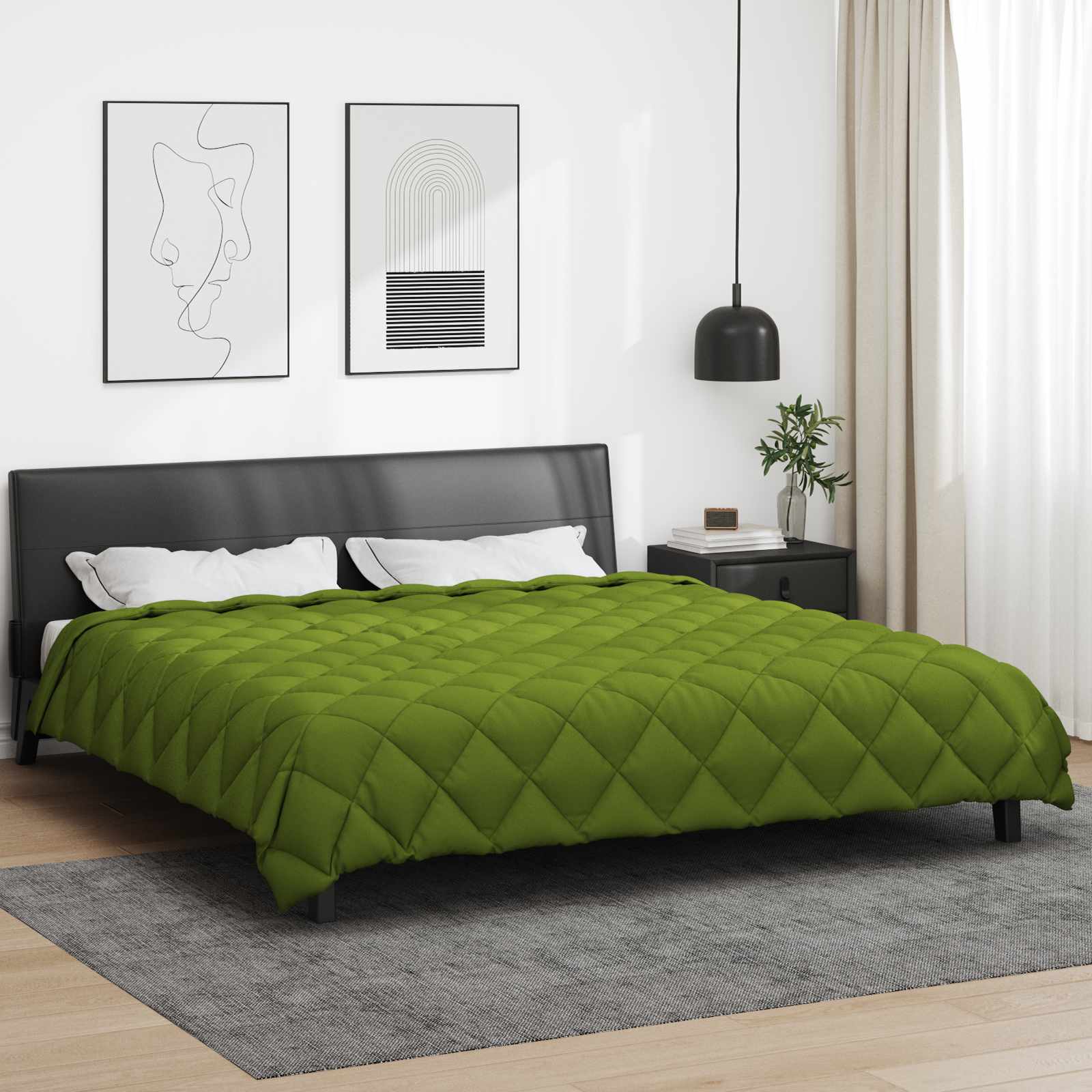 vidaXL Duvet de iarnă Verde 240 x 200 cm Microfibră