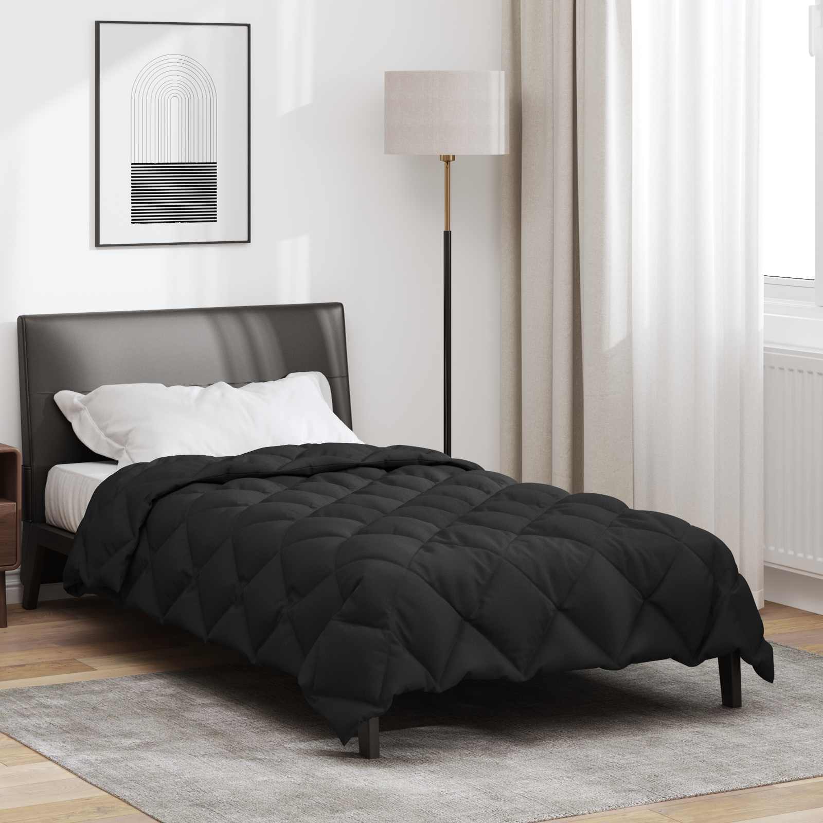 vidaXL Duvet de iarnă Negru 200 x 155 cm Microfibră
