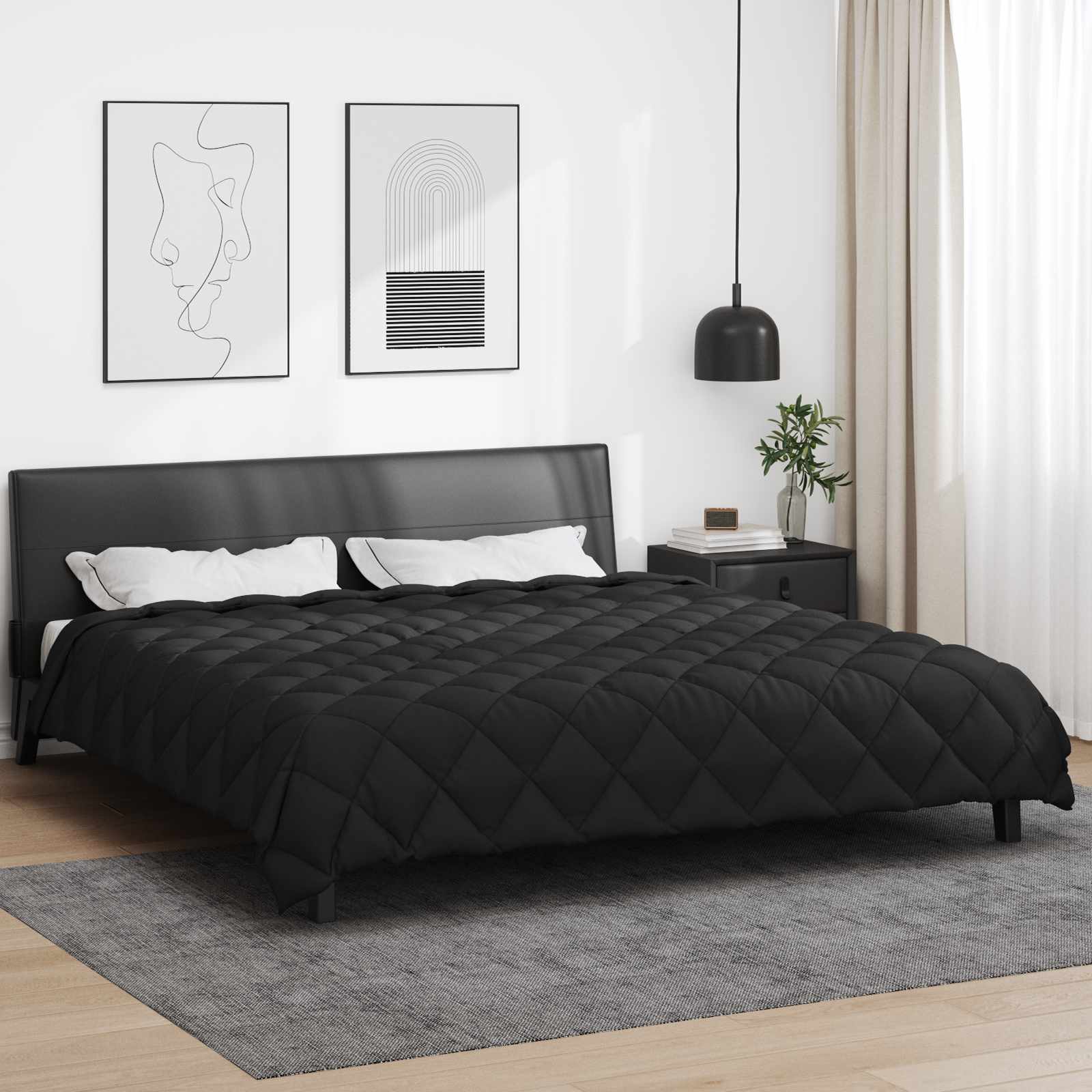 Lenjerii de pat - Duvet de iarnă Negru 240 x 200 cm Microfibră
