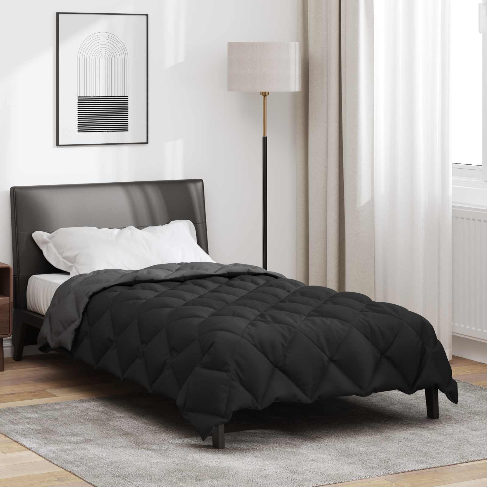 Duvet de iarnă Negru și antracit 200 x 155 cm Microfibră [3]