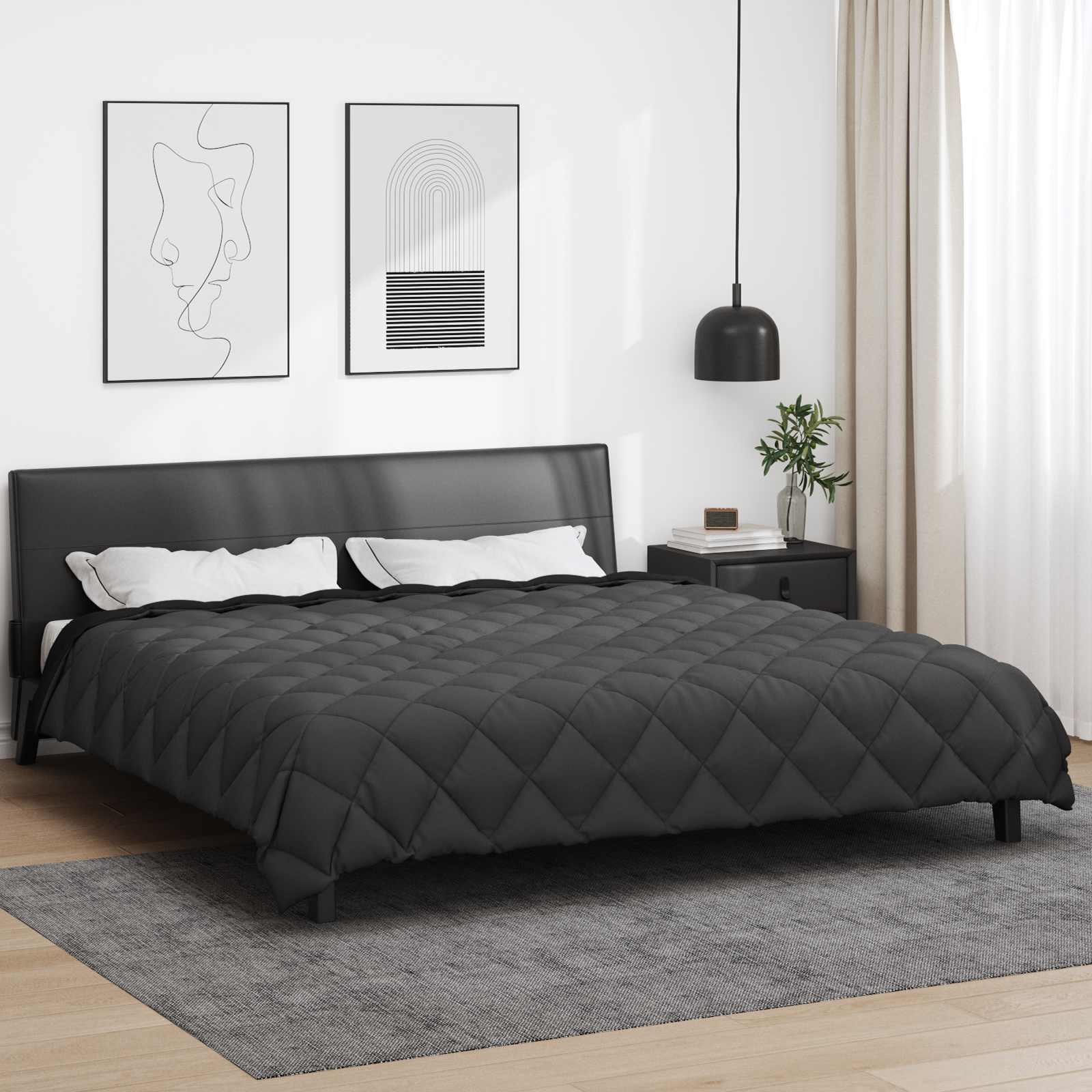 Lenjerii de pat - Duvet de iarnă Negru și antracit 240 x 260 cm Microfibră
