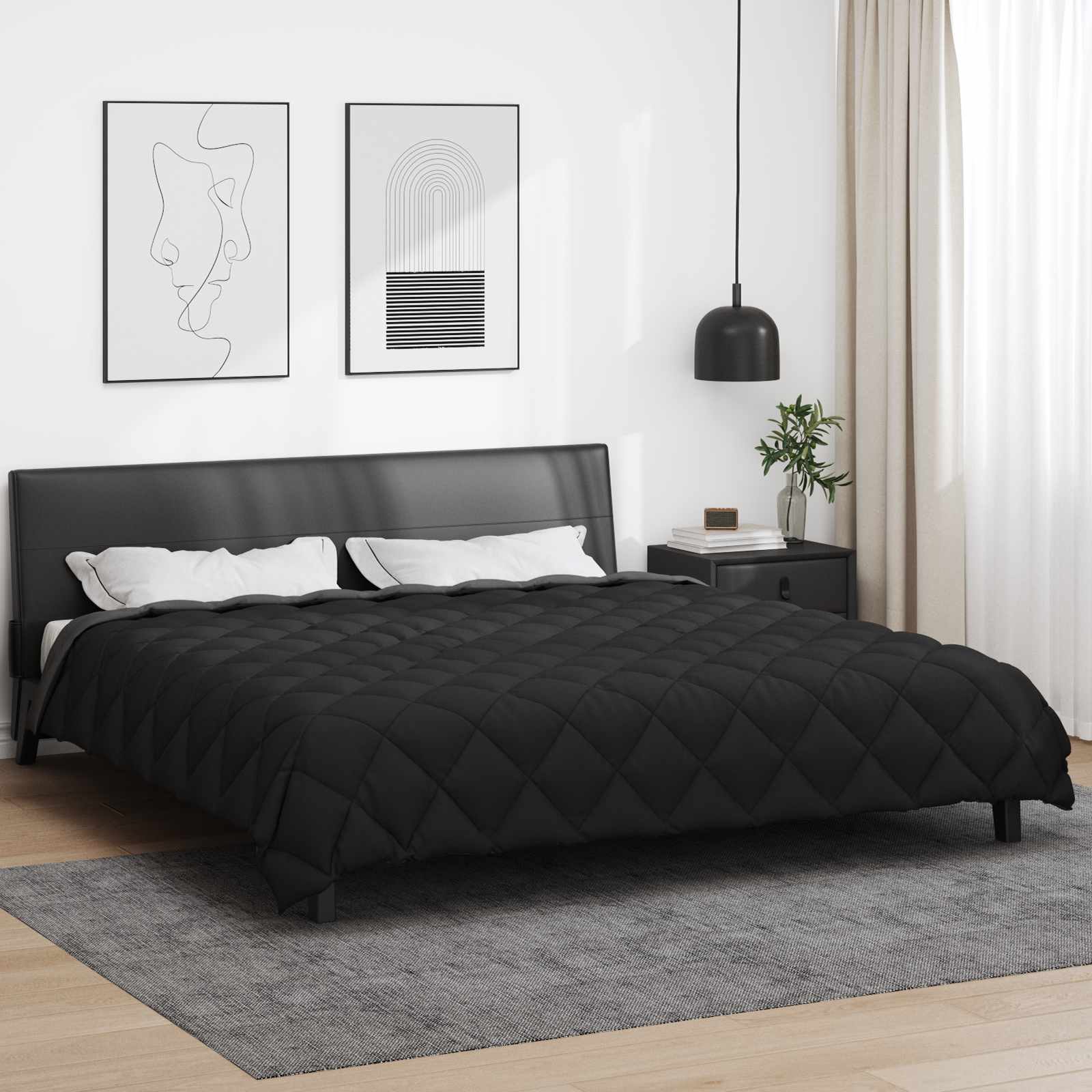 Duvet de iarnă Negru și antracit 240 x 260 cm Microfibră [3]