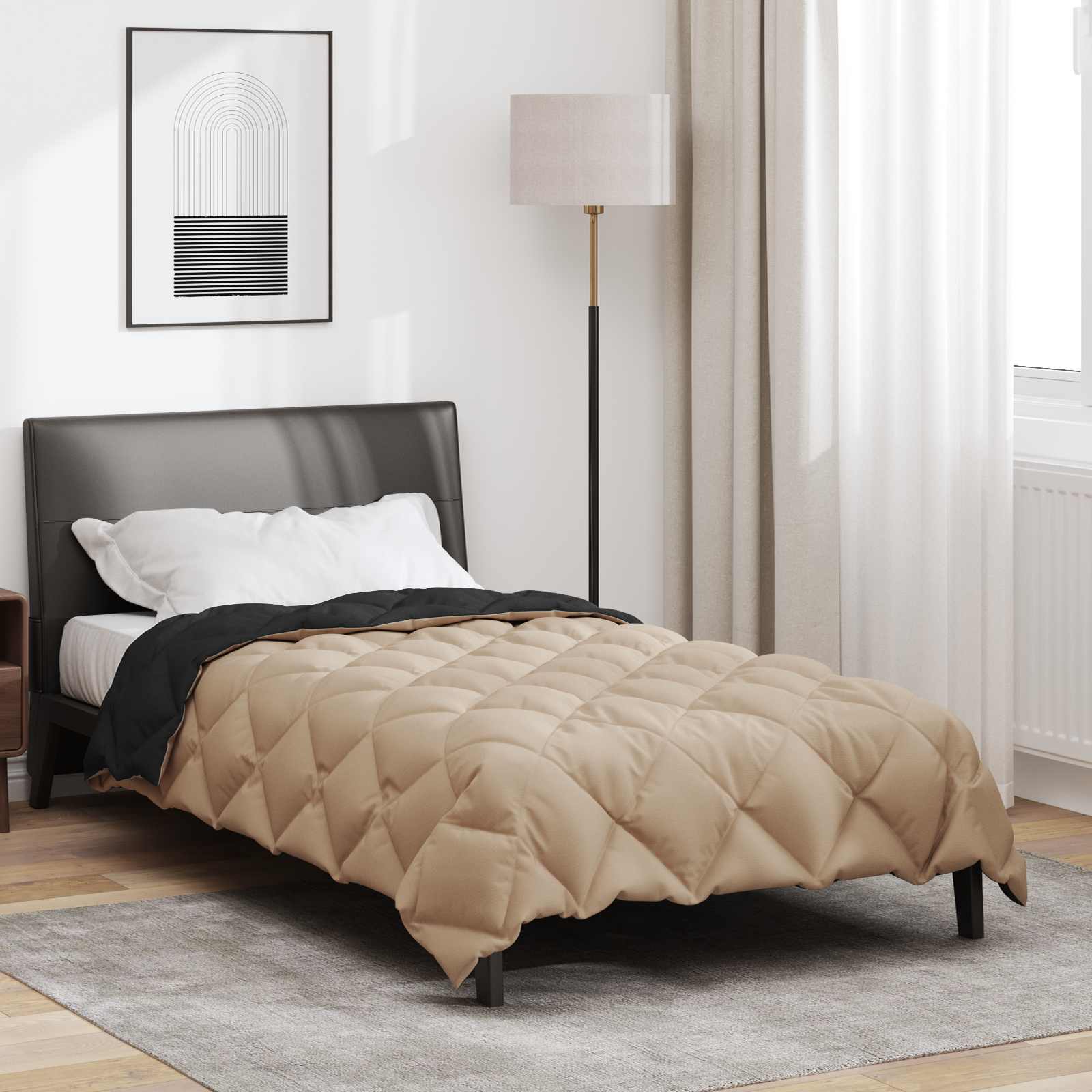 Duvet de iarnă Negru și Taupe 200 x 135 cm Microfibră [3]