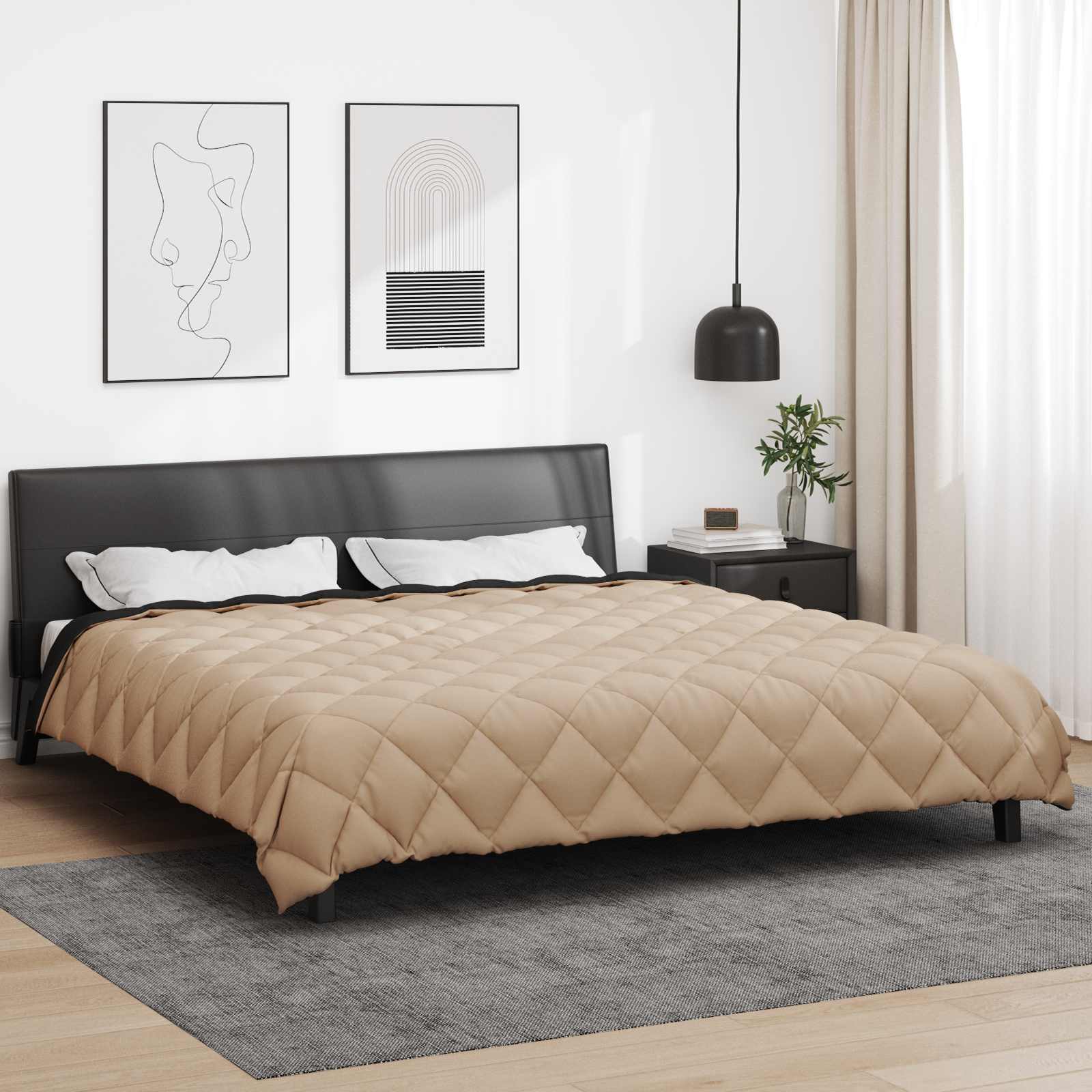 Duvet de iarnă Negru și Taupe 200 x 200 cm Microfibră [3]