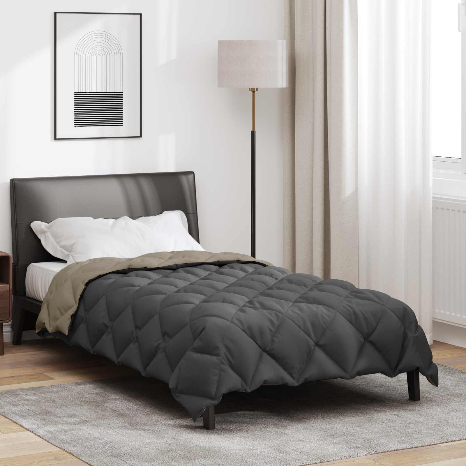 Casă & grădină - Duvet de iarnă Gri deschis și antracit 220 x 135 cm Microfibră