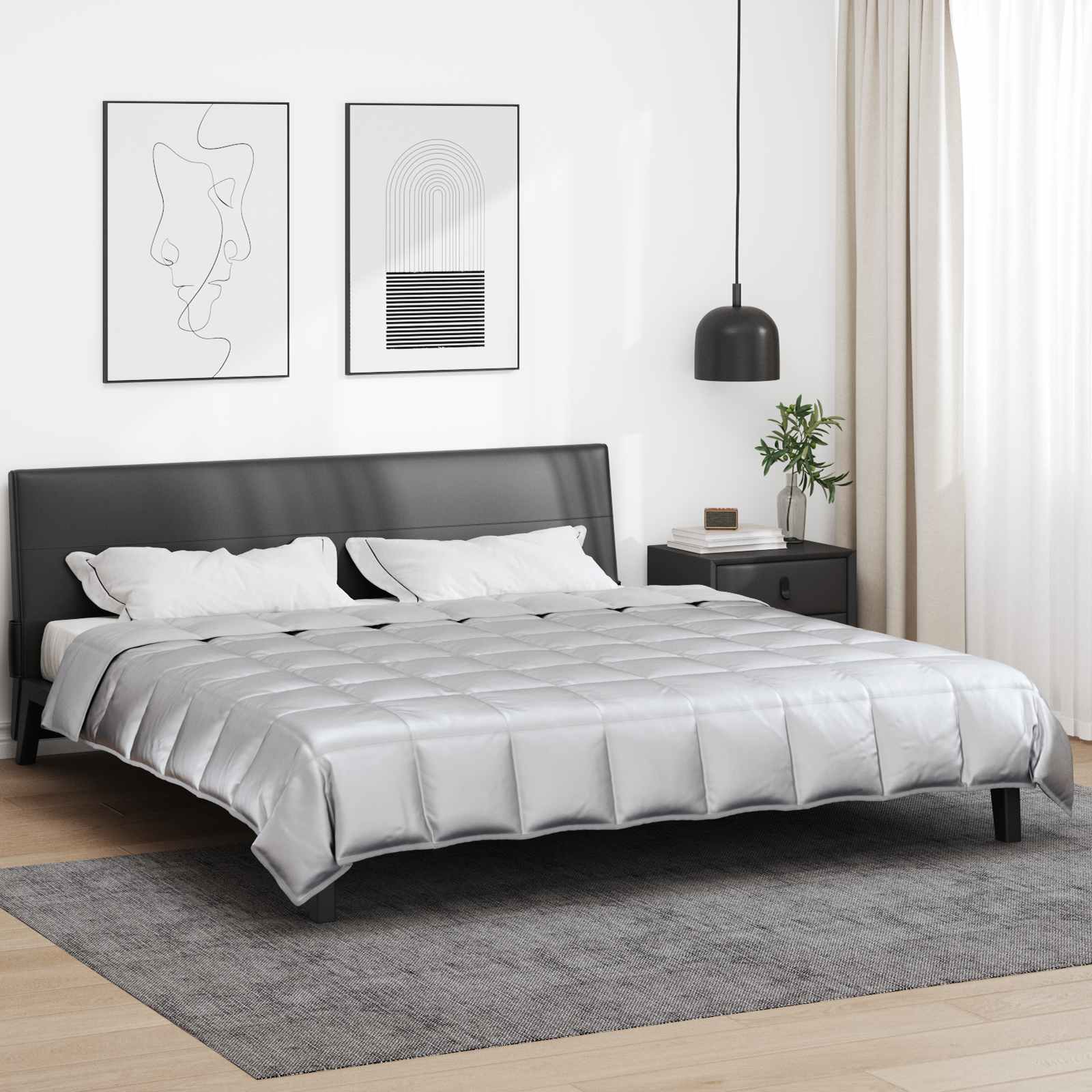 vidaXL Duvet complet pe tot parcursul anului Argintiu 220 x 240 cm