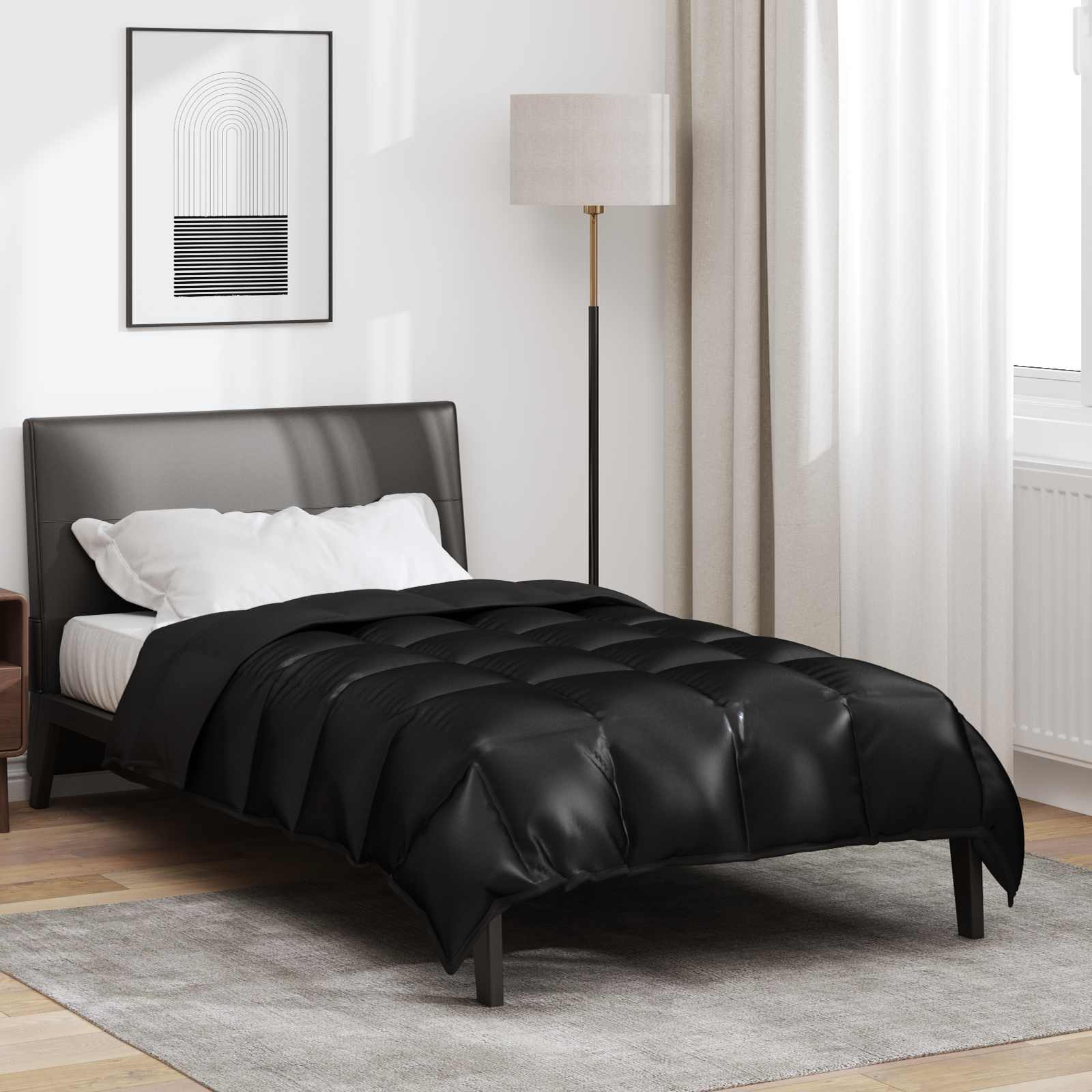 Lenjerii de pat - Duvet de iarnă Negru 200 x 140 cm Satin și Microfibra