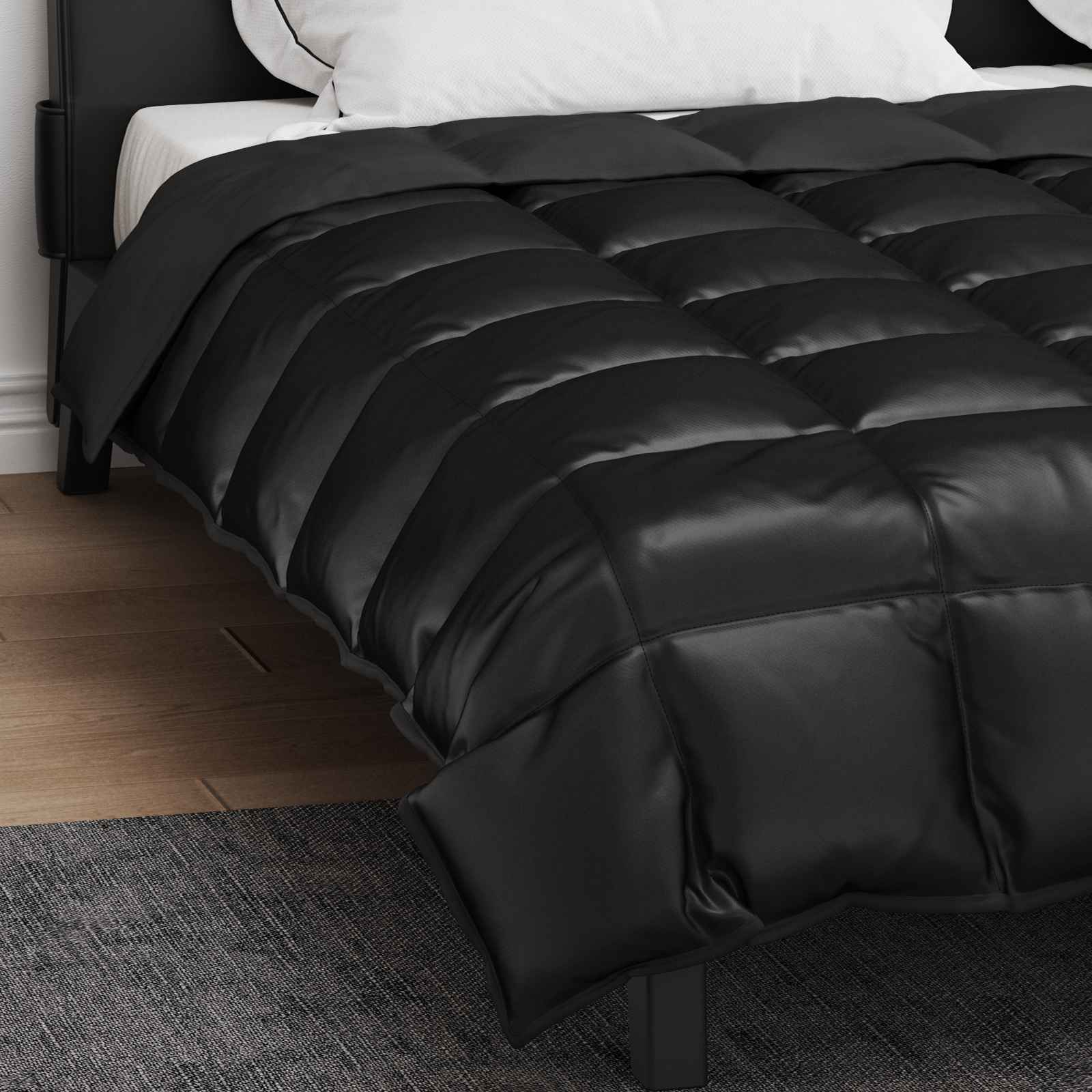 Duvet de iarnă Negru 240 x 200 cm Satin și Microfibra [3]