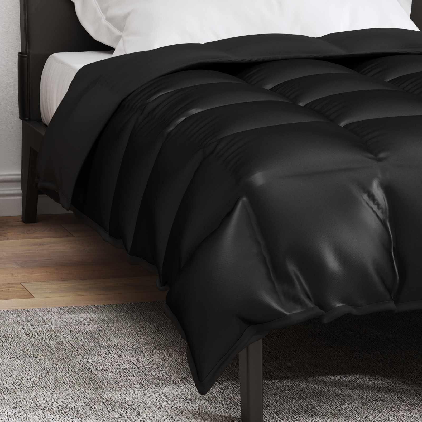 Duvet de iarnă Negru 220 x 155 cm Satin și Microfibra [3]