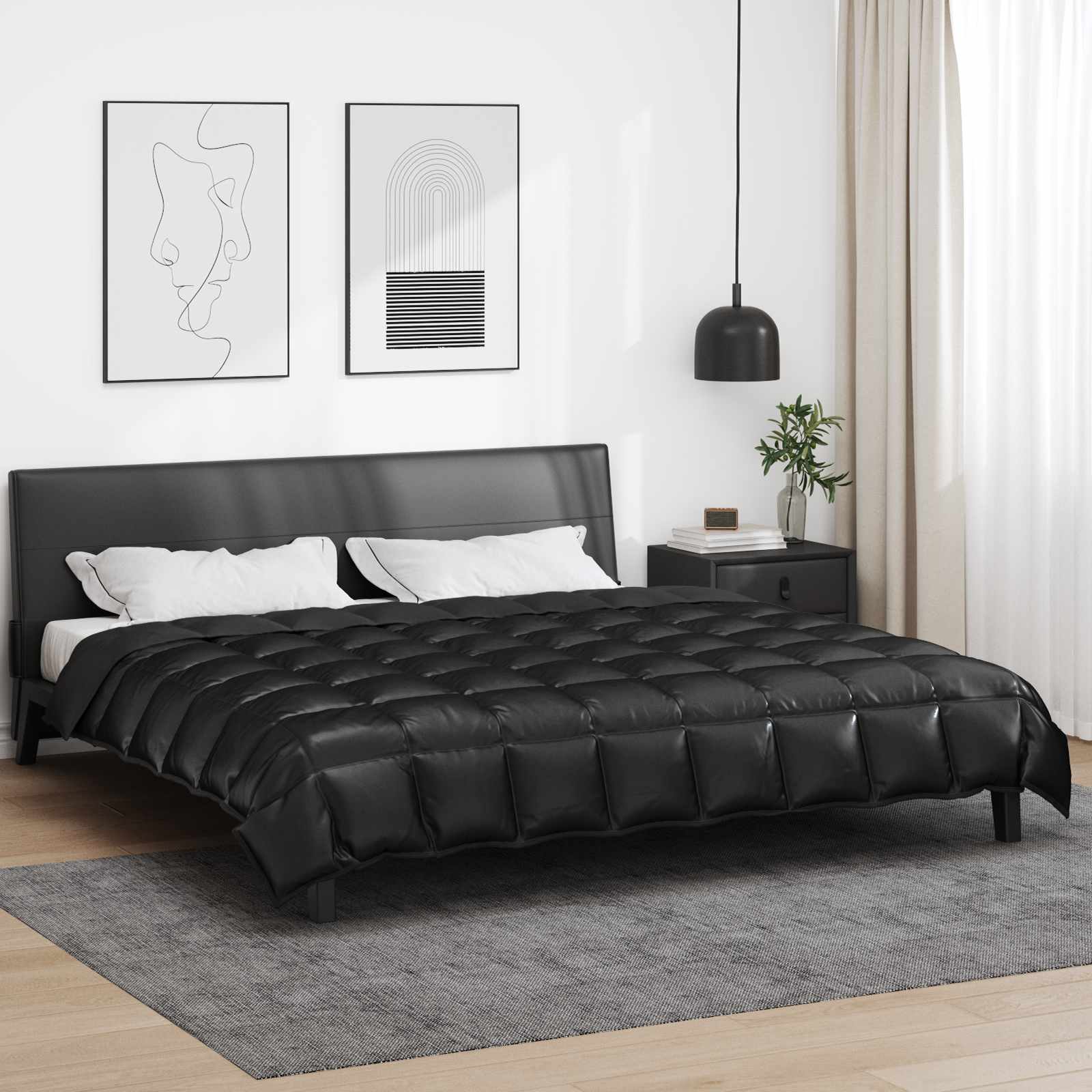 vidaXL Duvet de iarnă Negru 240 x 260 cm Satin și Microfibra