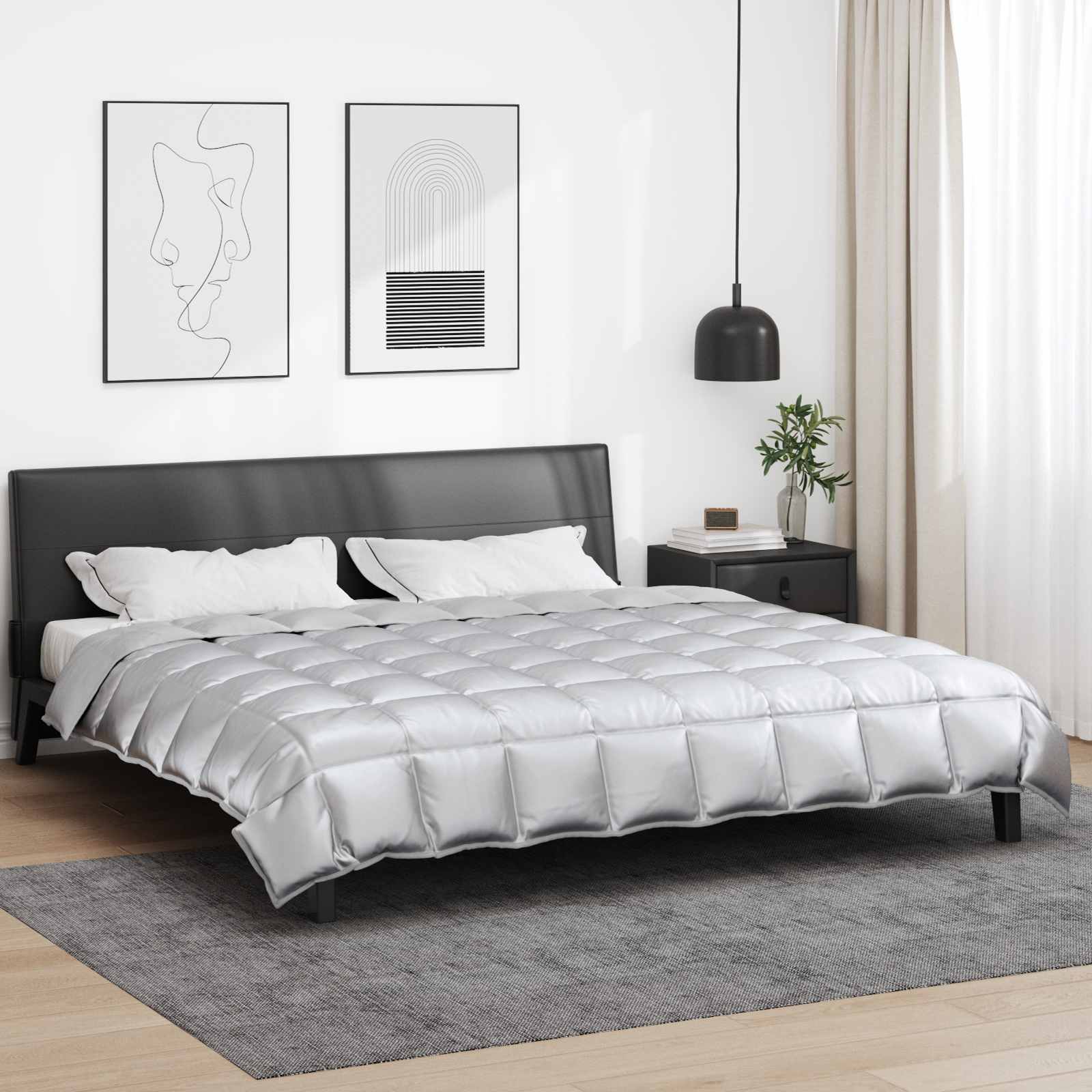 Lenjerii de pat - Duvet de iarnă Argintiu 240 x 260 cm Satin și Microfibra