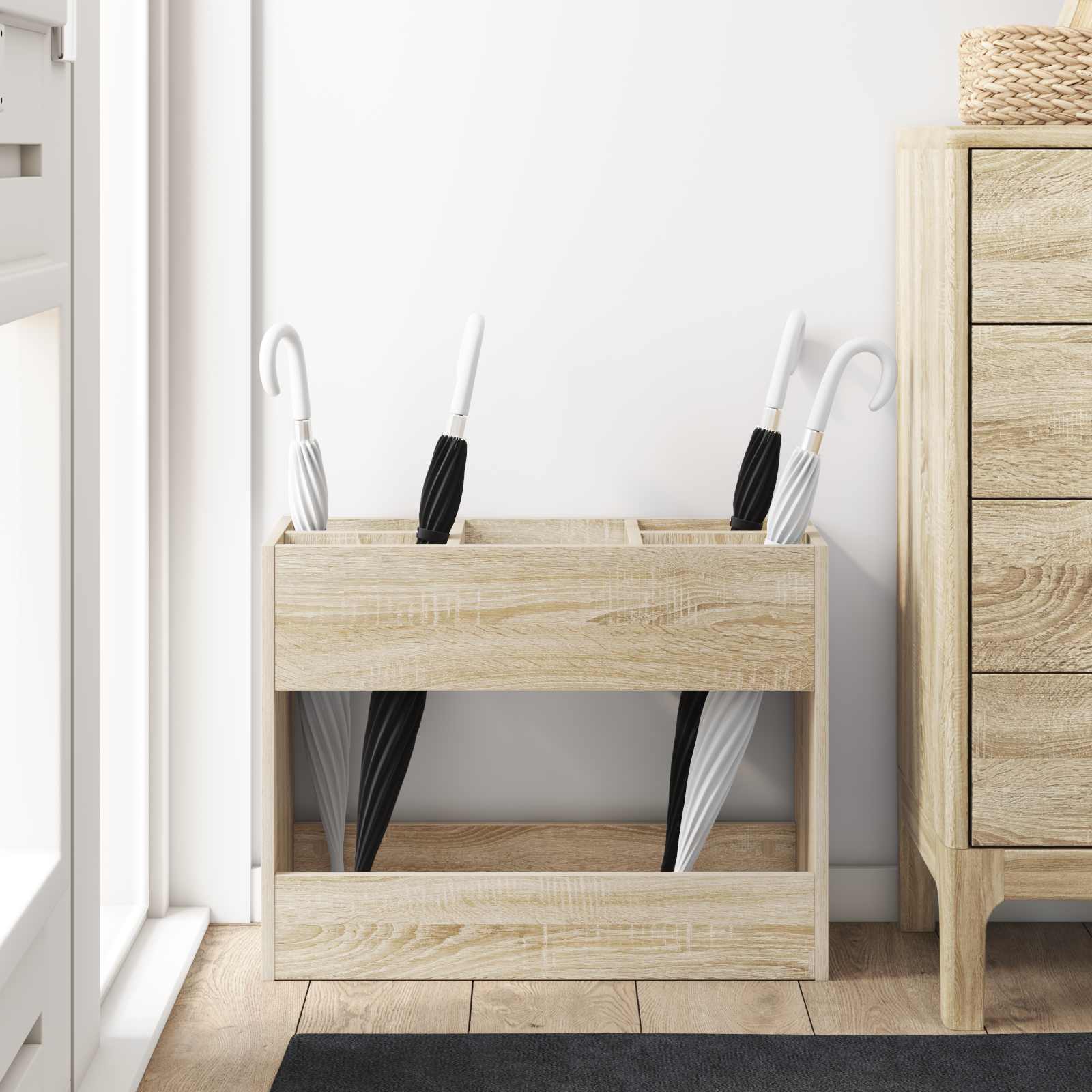 Paraplu Standaard Sonoma Eiken 65 x 24 x 50 cm Bewerkt hout image 4