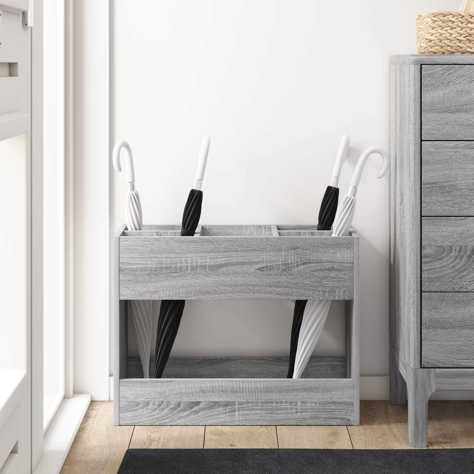 Paraplu Standaard Grijs Sonoma 65 x 24 x 50 cm Bewerkt hout image 4