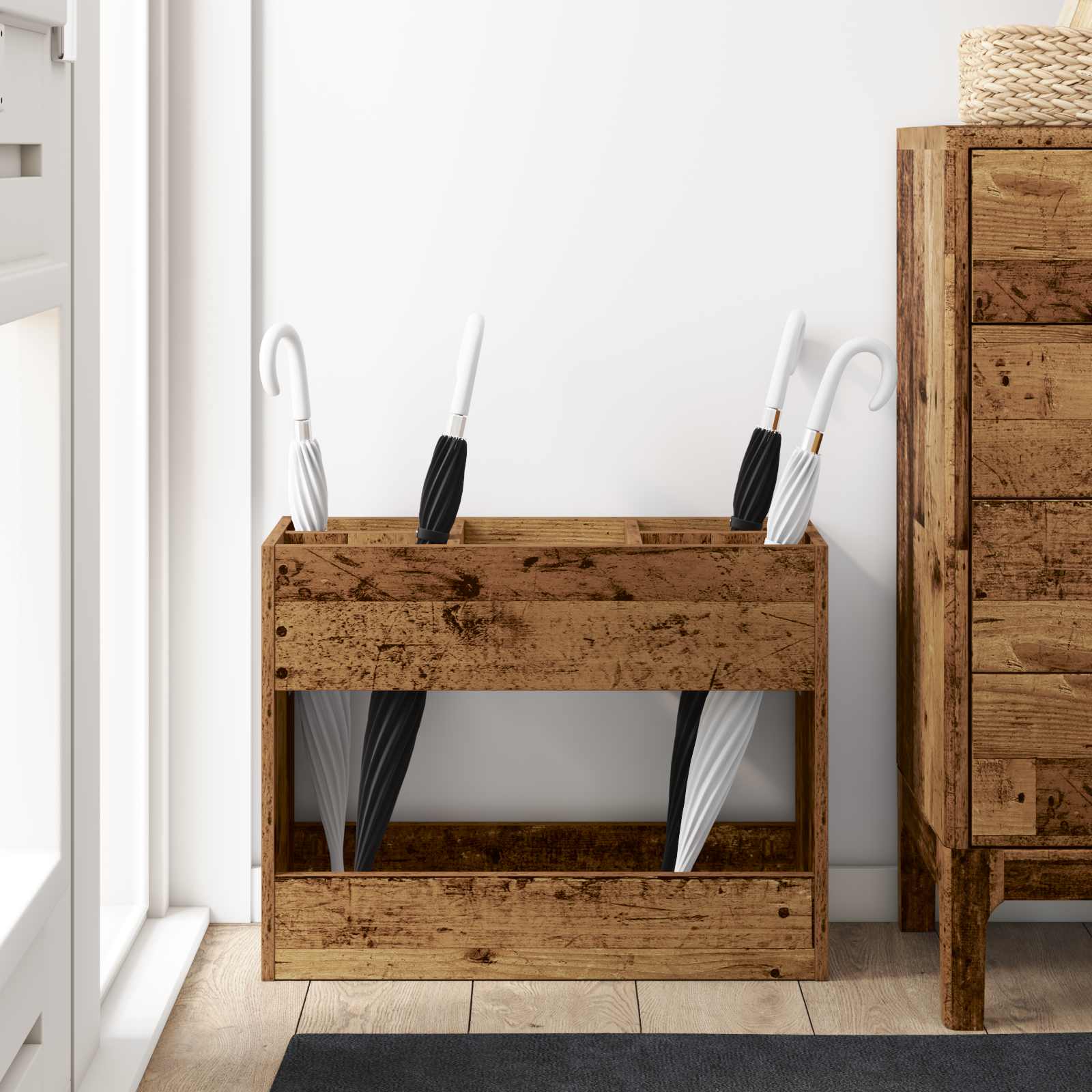 Paraplu Standaard Oudhout 65 x 24 x 50 cm Bewerkt hout image 4