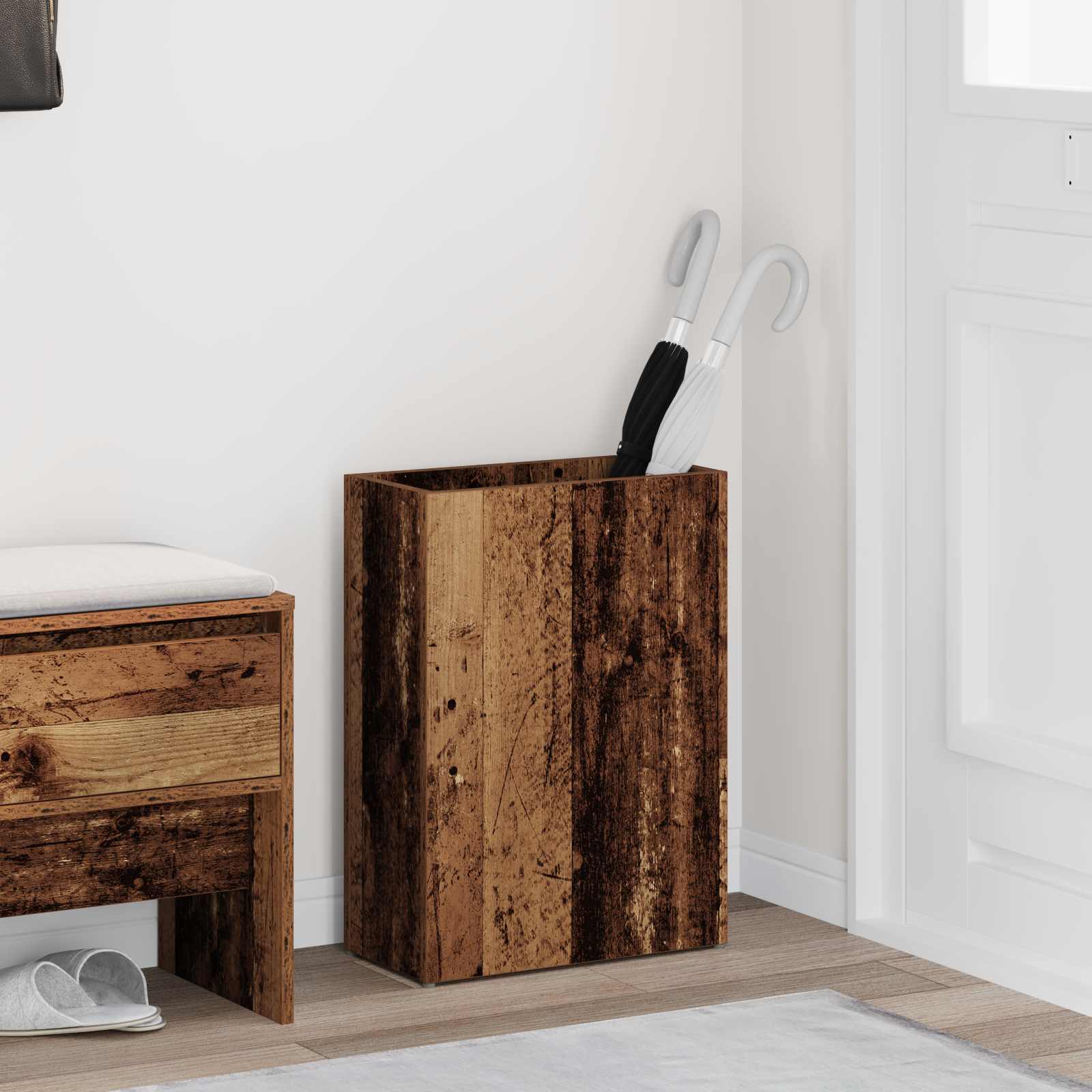 Paraplu Standaard Oudhout 40 x 20 x 55,5 cm Bewerkt hout image 1