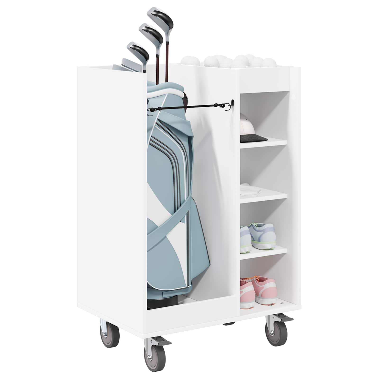 Thumbnail - vidaXL Golf Schrank Mit Rad Uni Weiß 65 x 45 x 98 cm