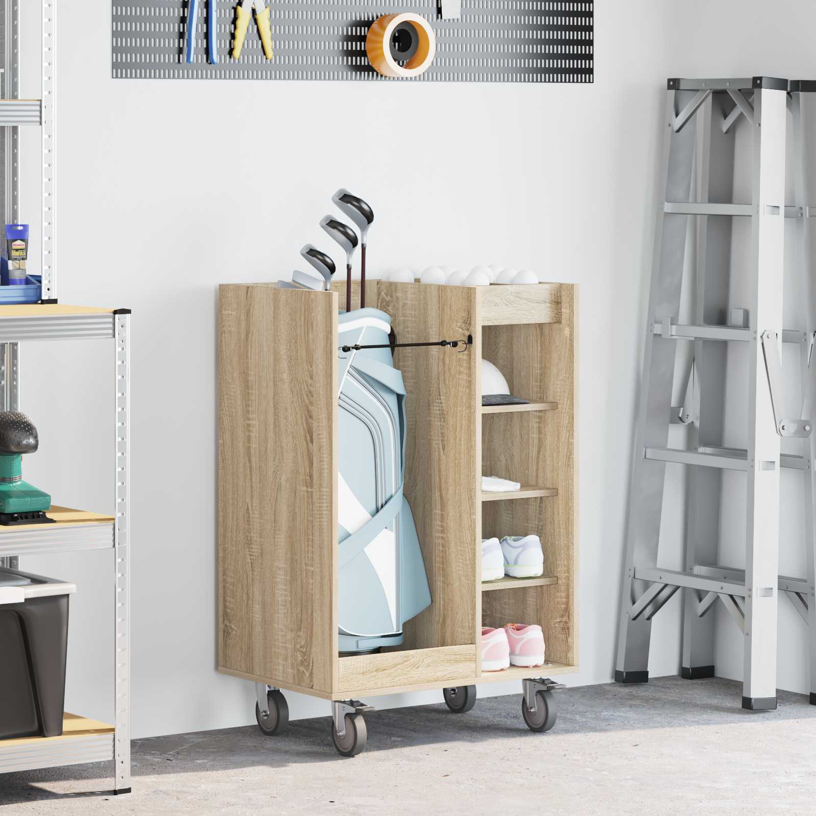 vidaXL Golf Schrank Mit Rad Uni Sonoma-Eiche 65 x 45 x 98 cm