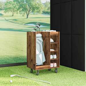 Golfová skříň s kolem Jednobarevný Staré dřevo 65 x 45 x 98 cm - obrázek 4