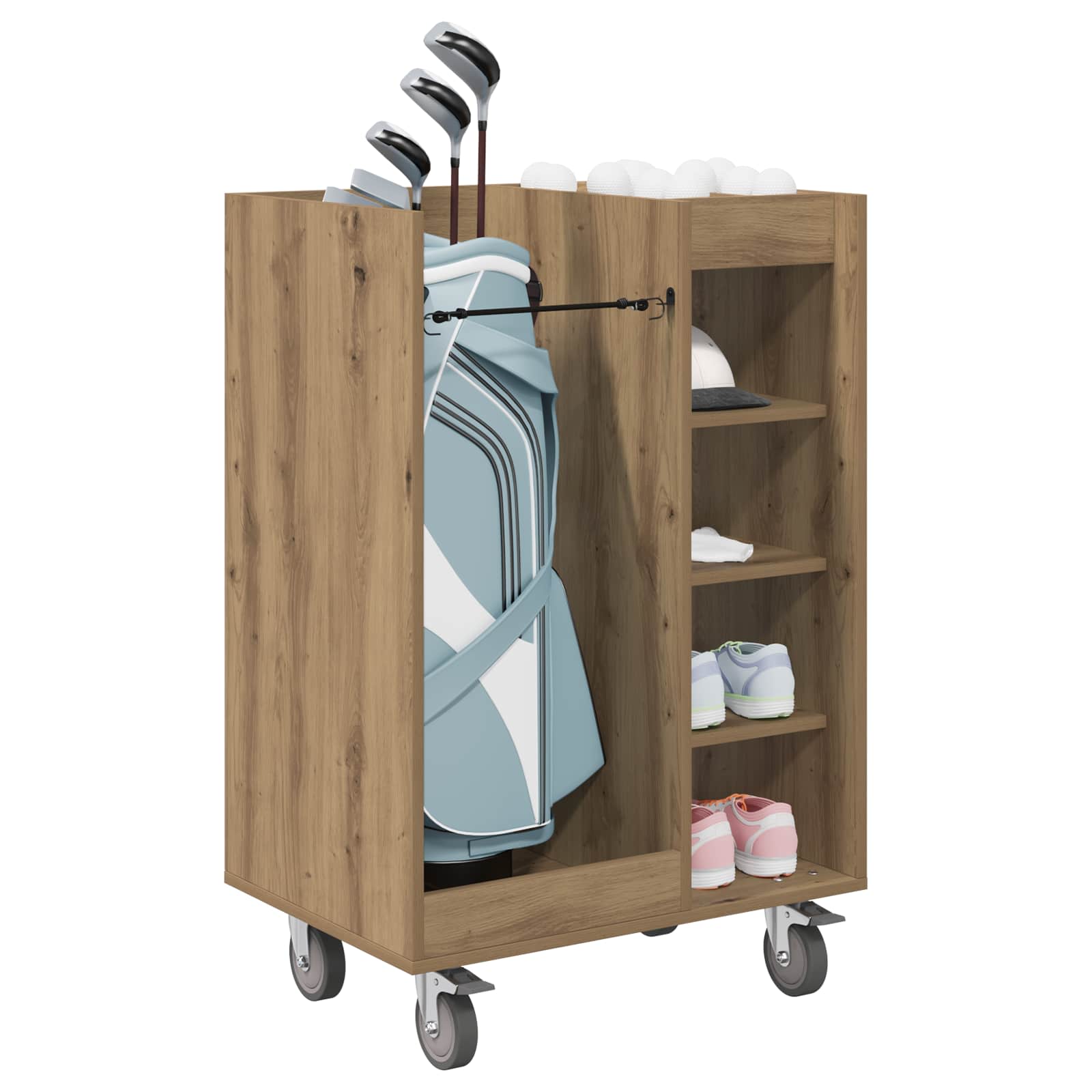 Thumbnail - vidaXL Golf Schrank Mit Rad Uni Artisan-Eiche 65 x 45 x 98 cm
