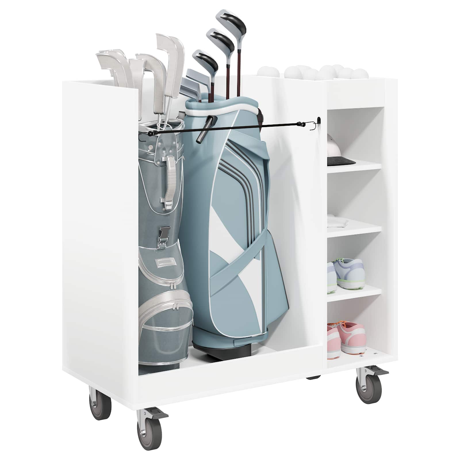 Thumbnail - vidaXL Golf Schrank Mit Rad Uni Weiß 90 x 45 x 98 cm