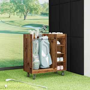 Golfová skříň s kolem Jednobarevný Staré dřevo 90 x 45 x 98 cm - obrázek 4