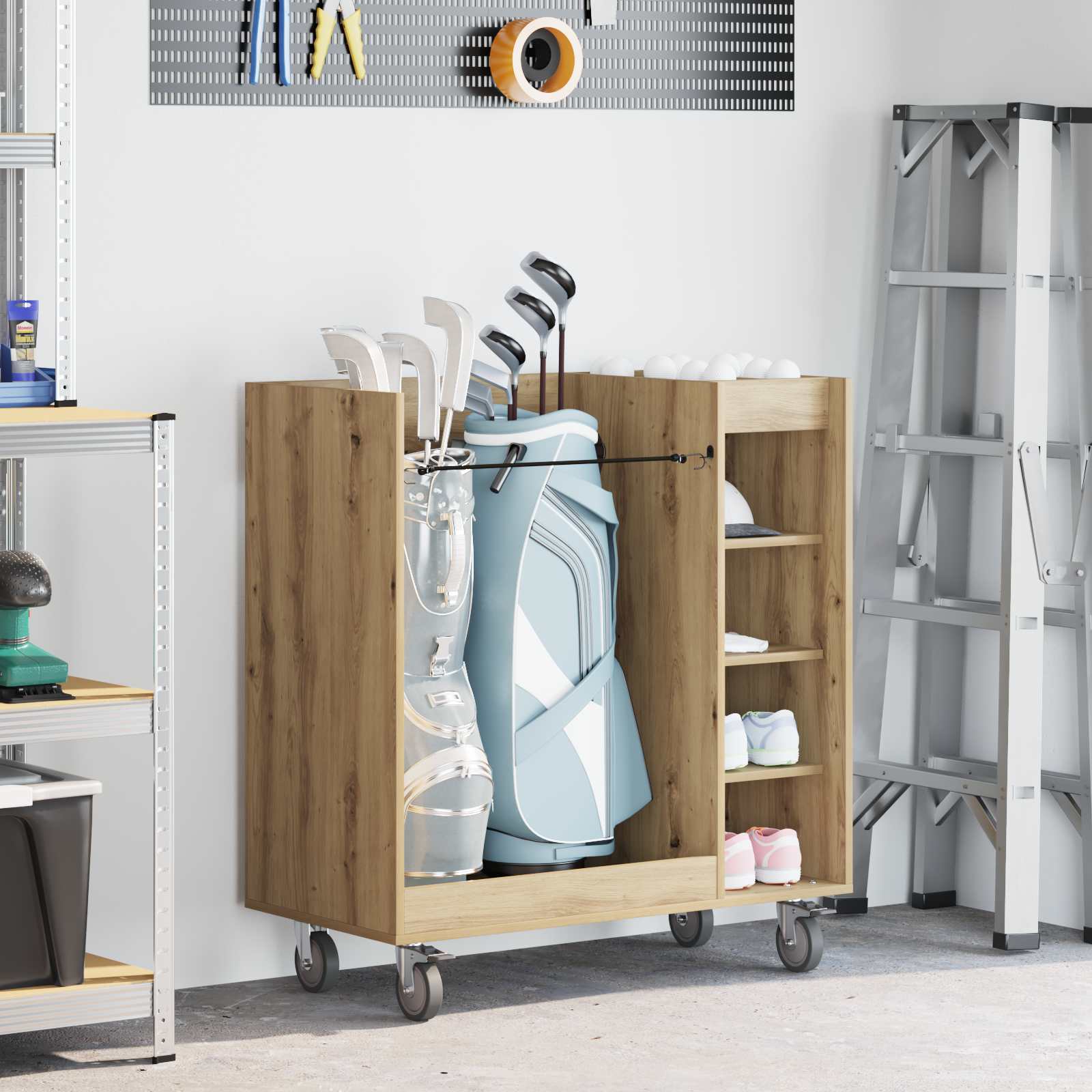 vidaXL Golf Schrank Mit Rad Uni Artisan-Eiche 90 x 45 x 98 cm