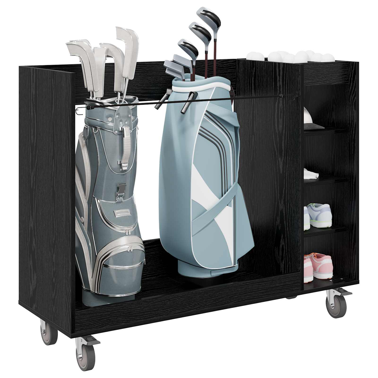 Thumbnail - vidaXL Golf Schrank Mit Rad Uni Schwarz Eichen-Optik 120 x 45 x 98 cm