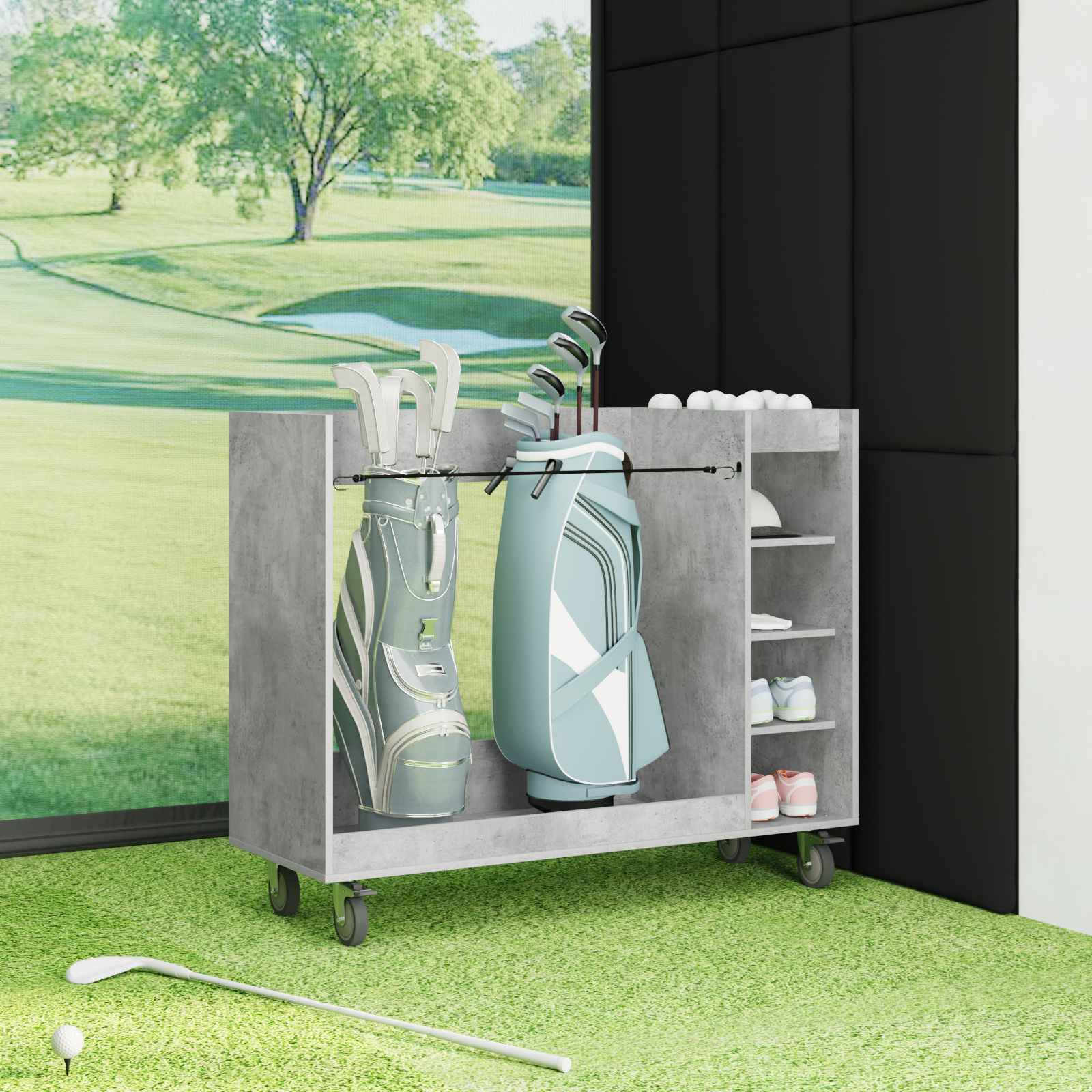 Golf omara s kolesom Enobarvno Betonsko siva 120 x 45 x 98 cm - slika 4
