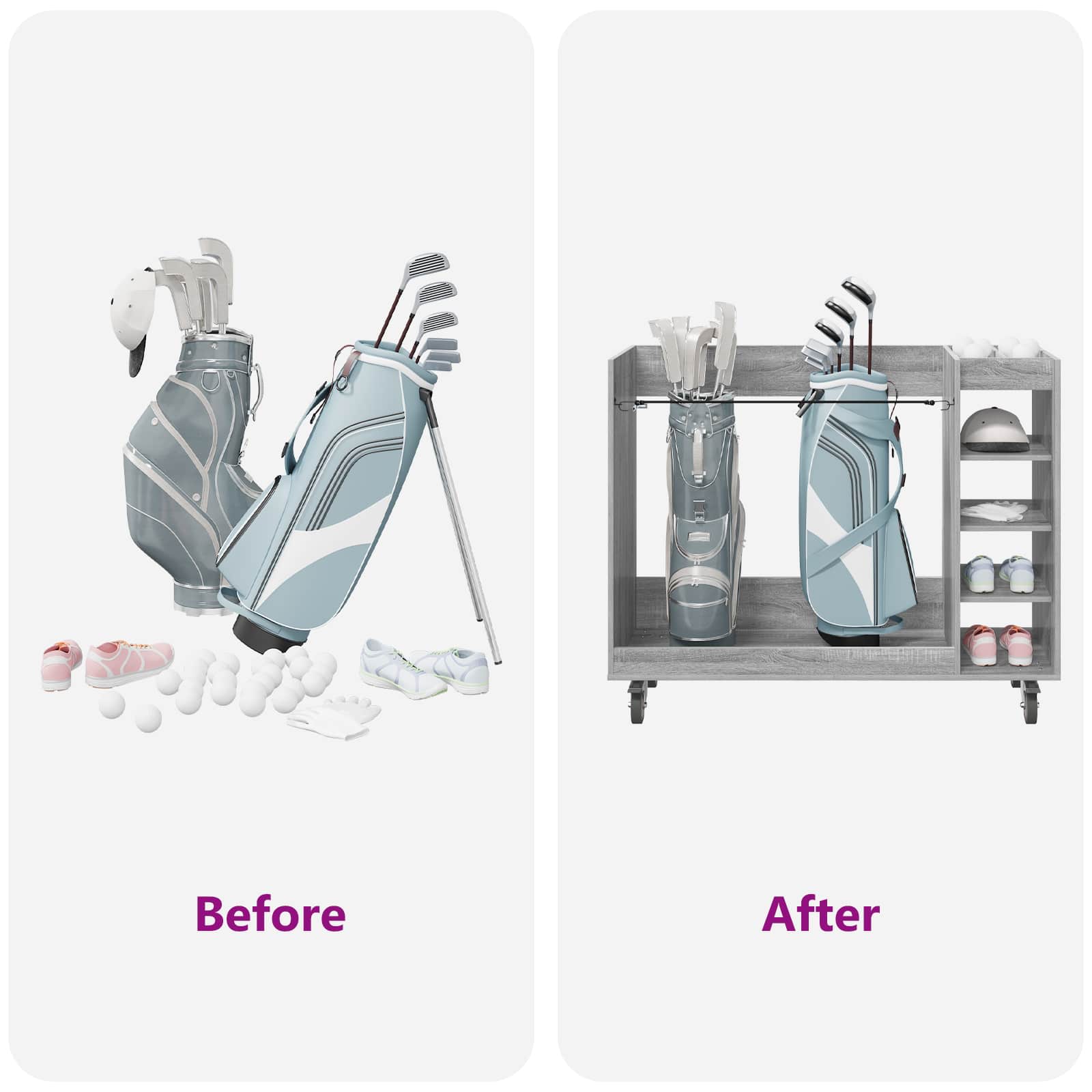 Golfu skapis ar riteni Pelēks Sonoma 120 x 45 x 98 cm