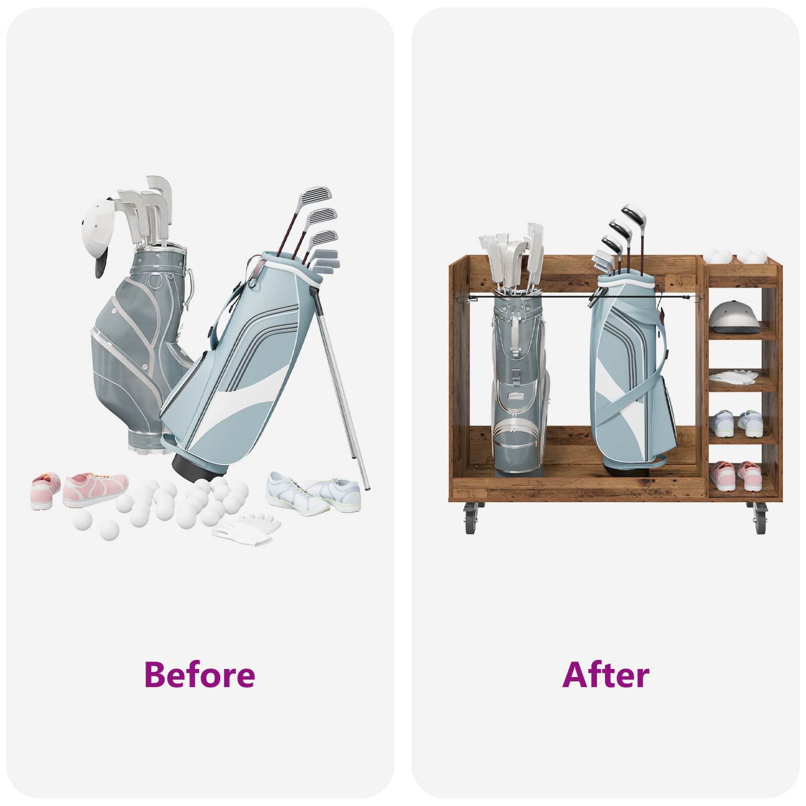 Golf omara s kolesom Enobarvno Star les 120 x 45 x 98 cm - slika 10