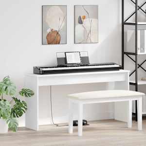 Stojan na klávesy Bílá 130 x 32 x 64 cm kompozitní dřevo - obrázek 1