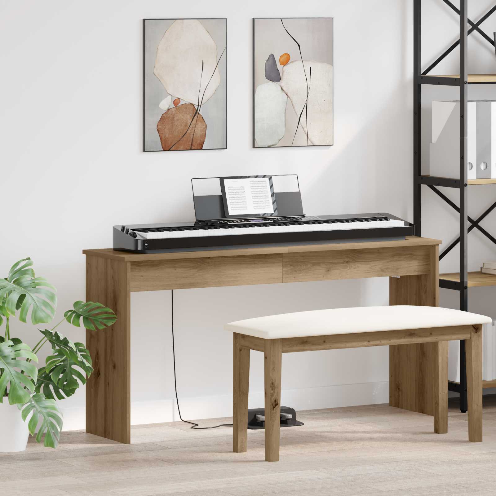 vidaXL Klavierständer Artisan-Eiche 130 x 32 x 64 cm Holzwerkstoff