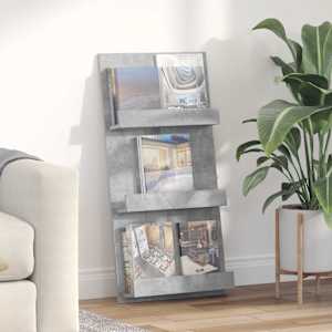 Regal za revije Betonsko siva 51 x 11 x 102 cm Konstruiran les