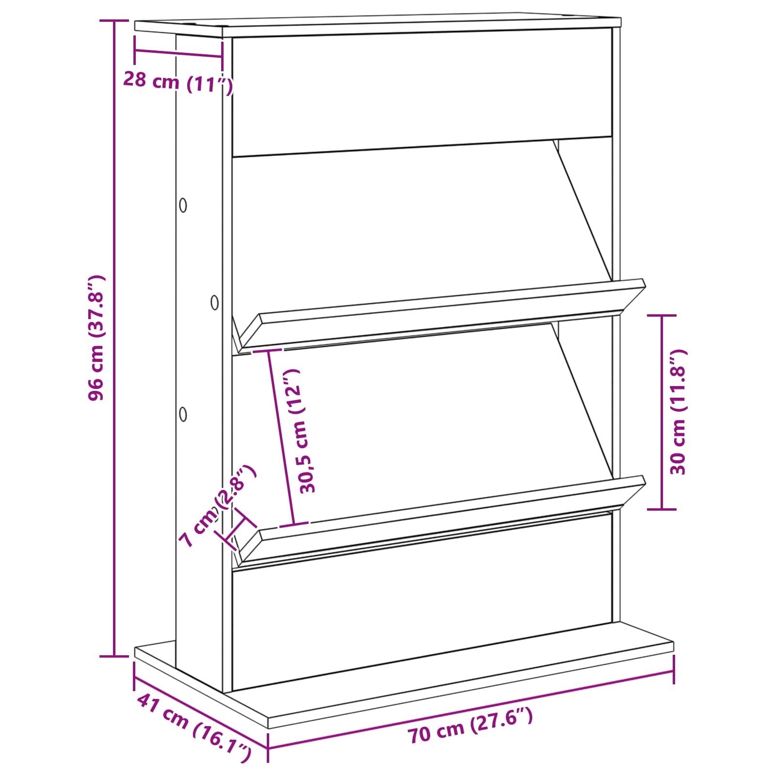Raft pentru reviste Gri din beton 70 x 41 x 96 cm Lemn compozit [10]