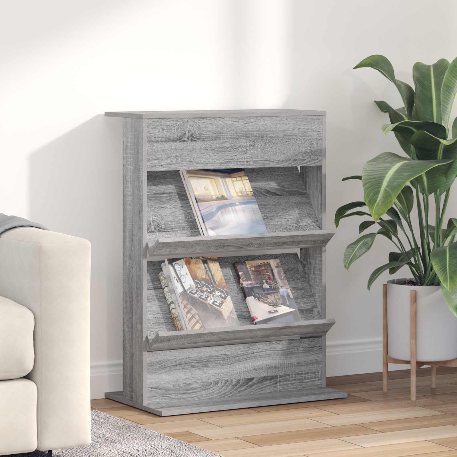 vidaXL Magazinregal Graues Sonoma 70 x 41 x 96 cm Holzwerkstoff