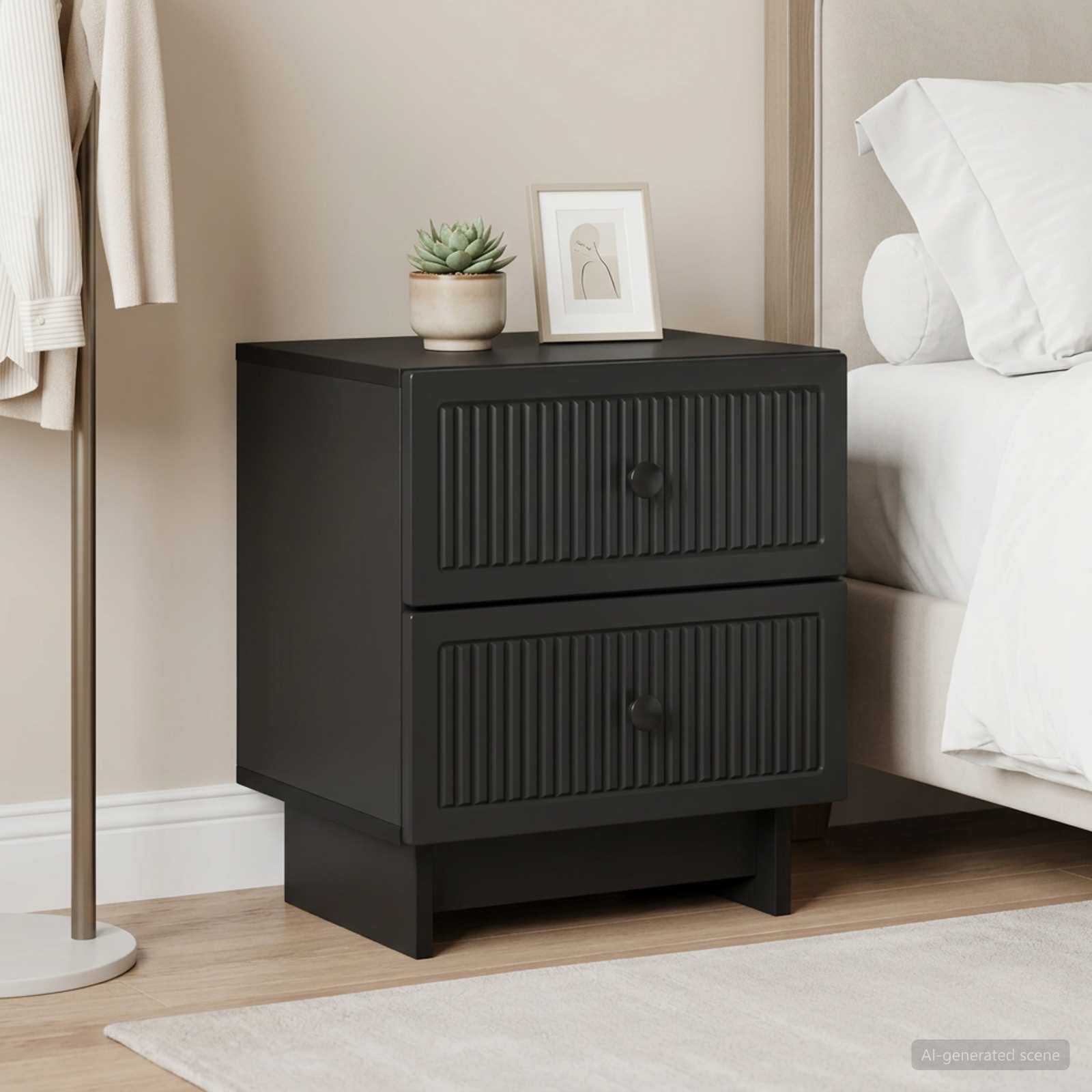 Κομοδίνο 2 pcs Μαύρο 43 x 34,5 x 47,5 εκ Επεξεργασμένο Ξύλο