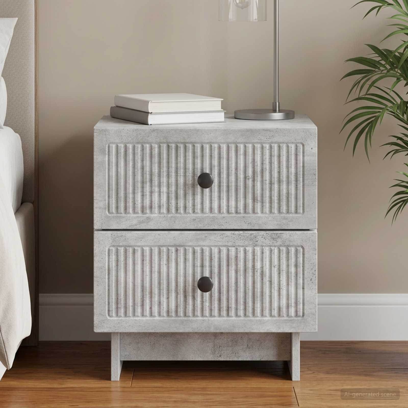 Κομοδίνο με συρτάρι Γκρι Σκυροδέματος 43 x 34,5 x 47,5 εκ